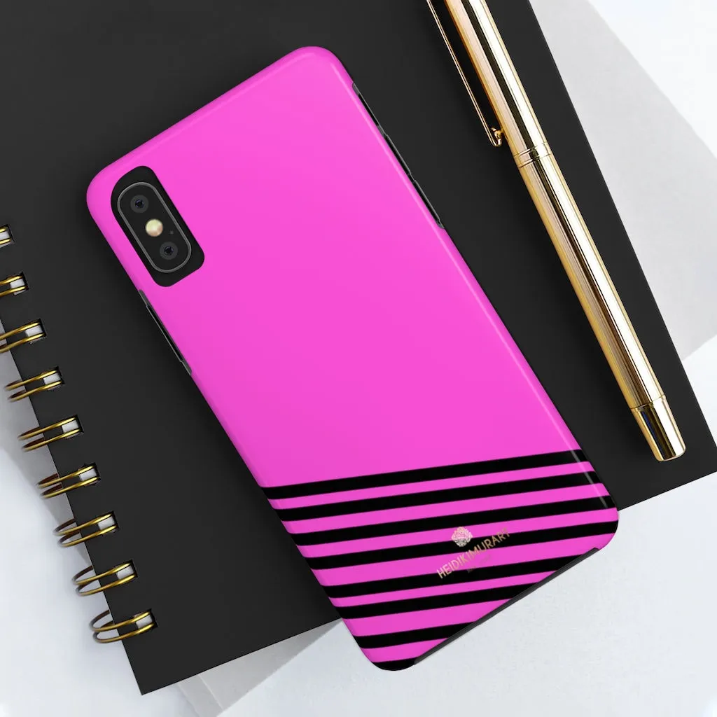 Pink Black Striped iPhone Case, Designer Case Mate Tough Samsung Galaxy Phone Cases