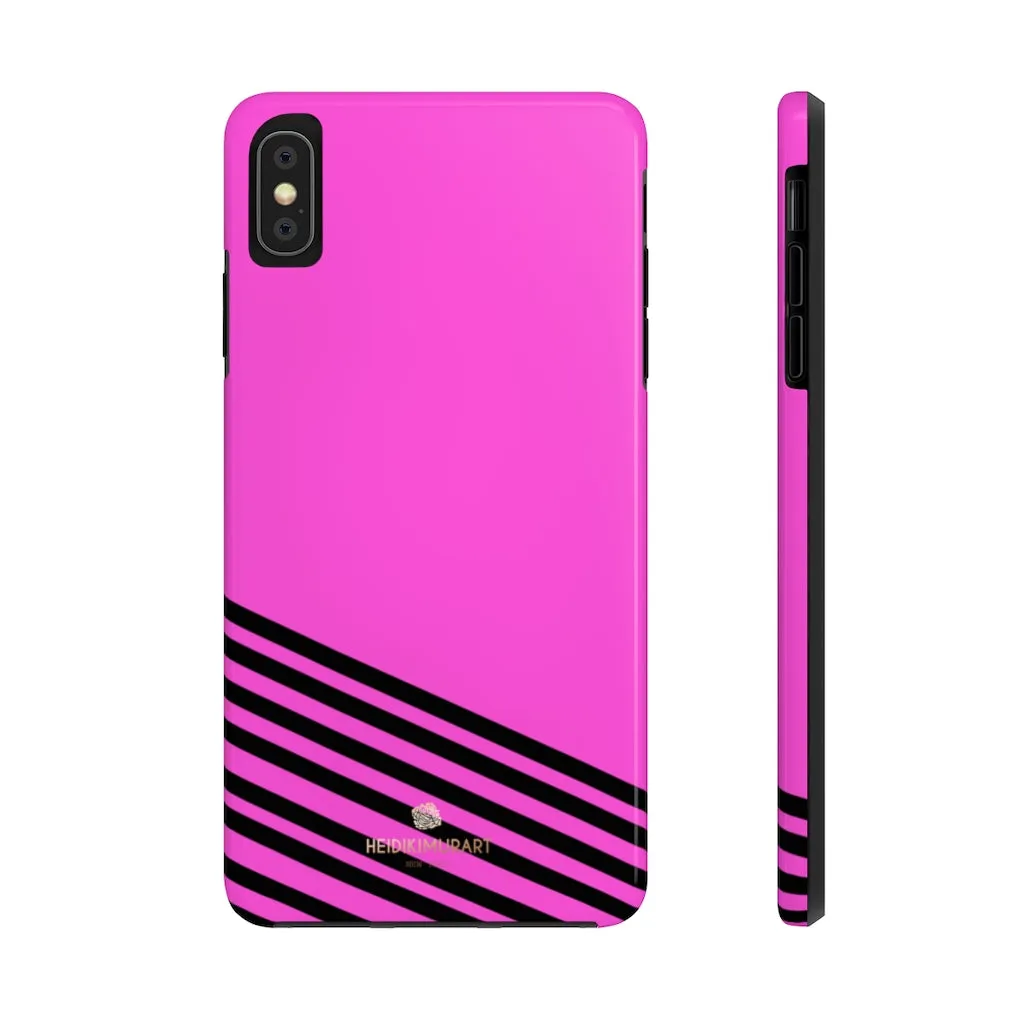 Pink Black Striped iPhone Case, Designer Case Mate Tough Samsung Galaxy Phone Cases