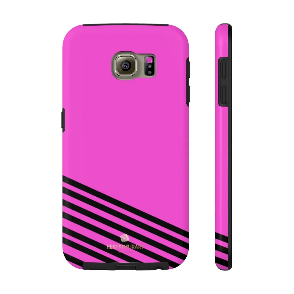 Pink Black Striped iPhone Case, Designer Case Mate Tough Samsung Galaxy Phone Cases