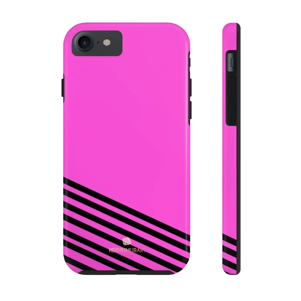 Pink Black Striped iPhone Case, Designer Case Mate Tough Samsung Galaxy Phone Cases