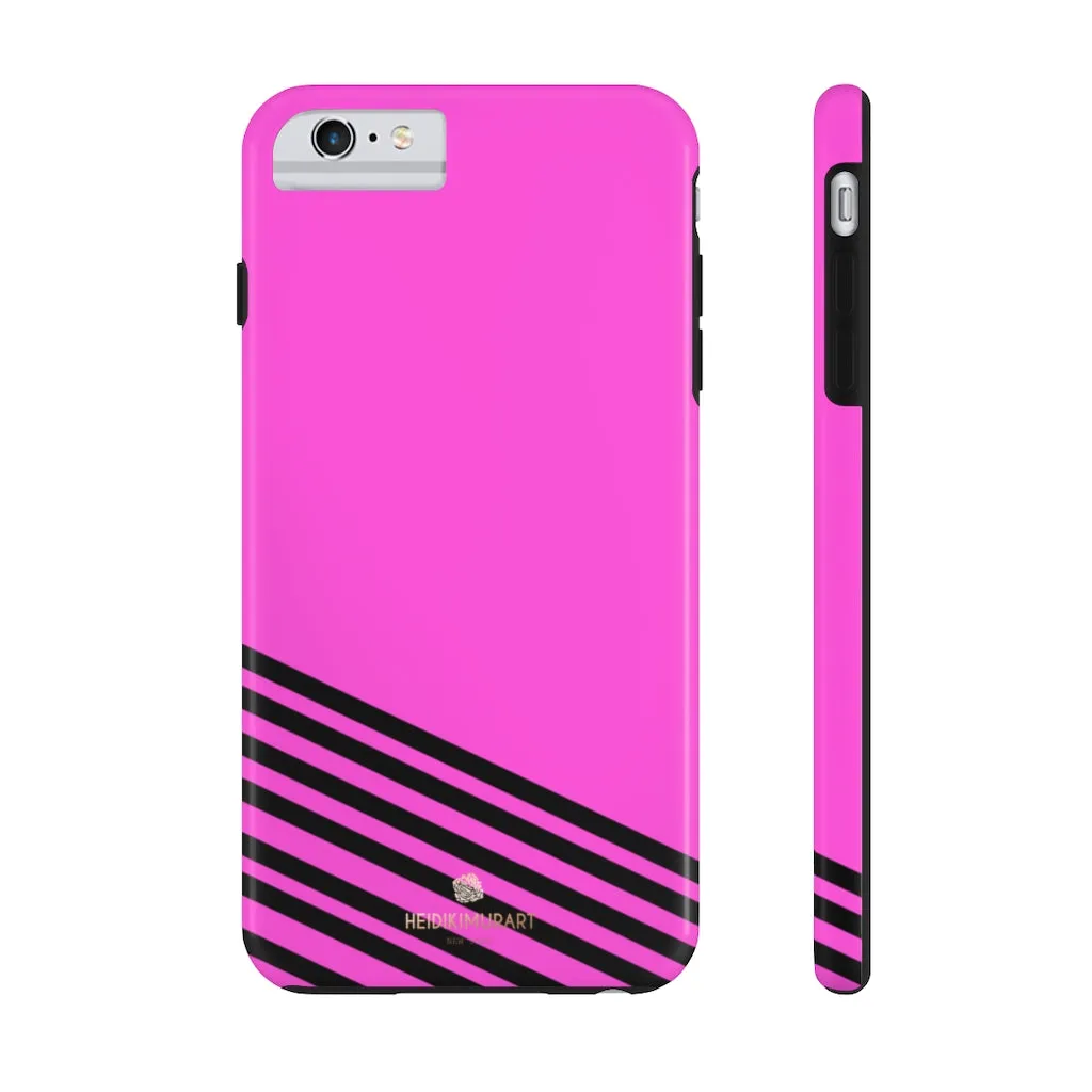 Pink Black Striped iPhone Case, Designer Case Mate Tough Samsung Galaxy Phone Cases