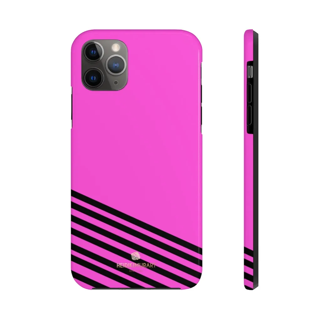 Pink Black Striped iPhone Case, Designer Case Mate Tough Samsung Galaxy Phone Cases