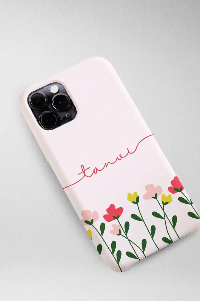 Pink Floral Customized Hard Mobile Case - iPhone, Samsung, OnePlus & Xiaomi