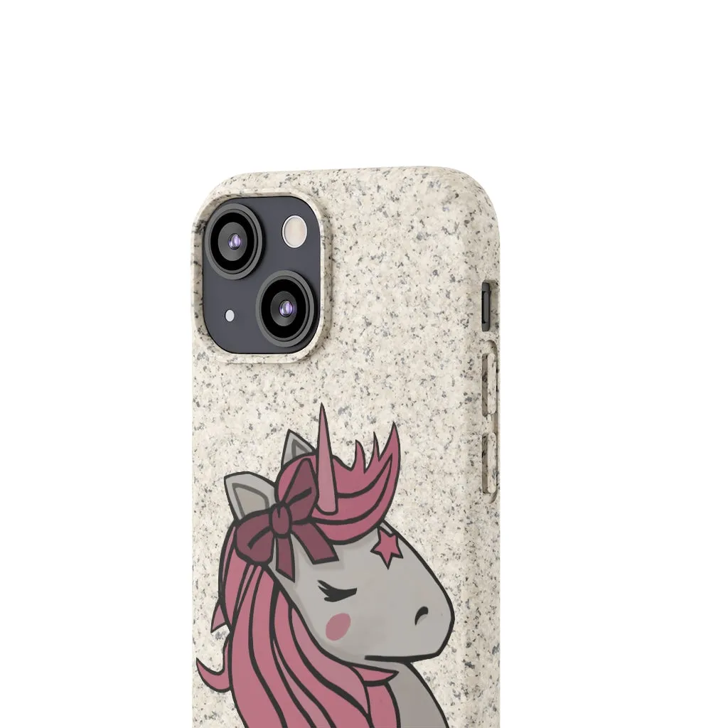 Pink Hair Unicorn Head Biodegradable Case