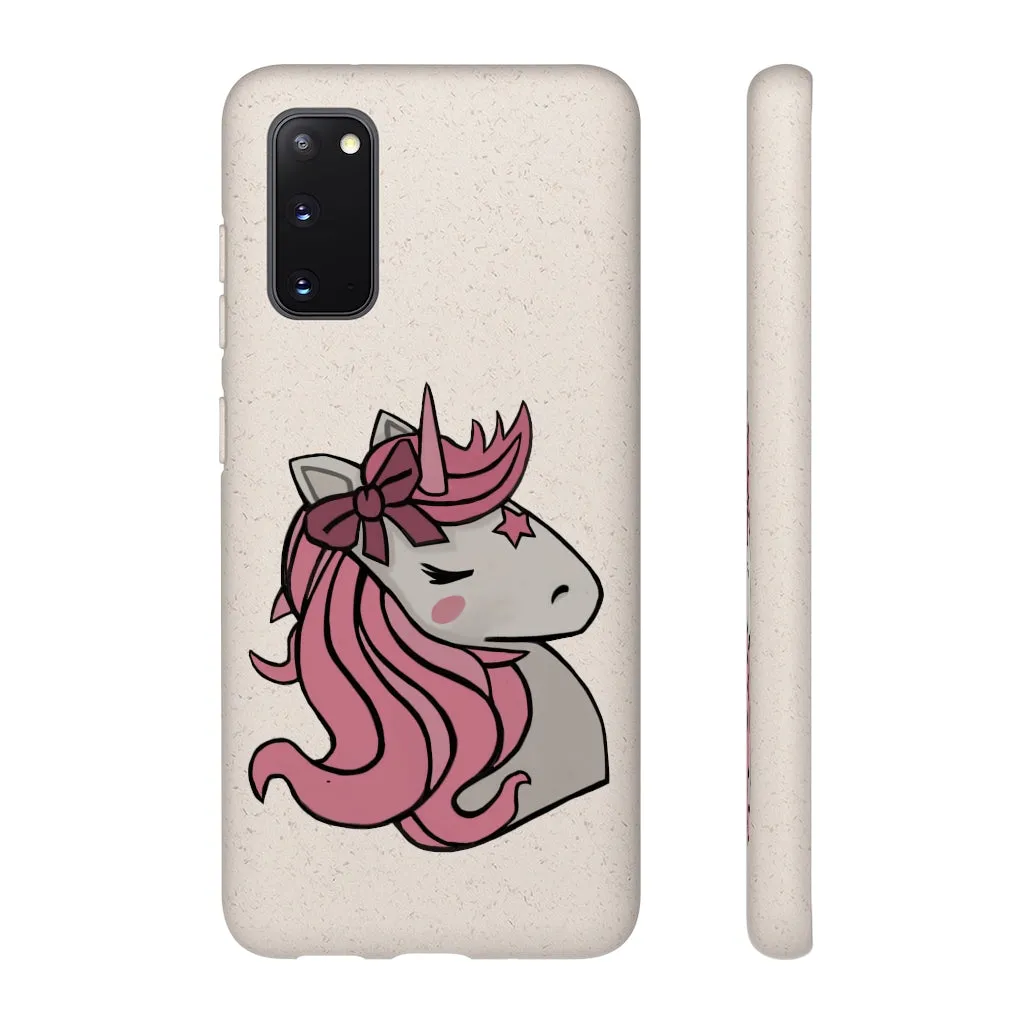 Pink Hair Unicorn Head Biodegradable Case