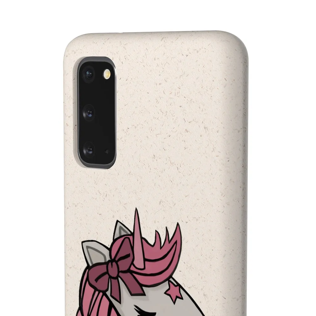 Pink Hair Unicorn Head Biodegradable Case