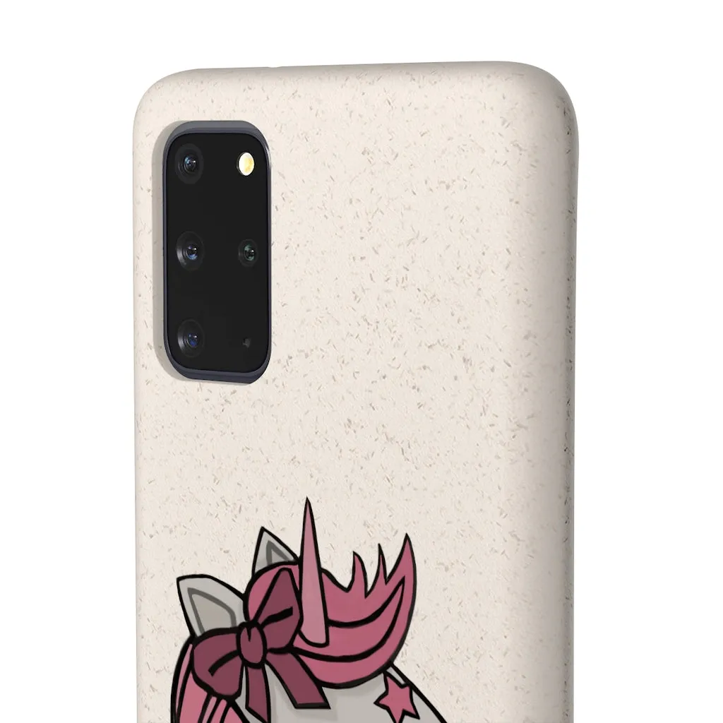 Pink Hair Unicorn Head Biodegradable Case