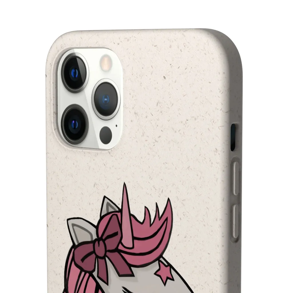 Pink Hair Unicorn Head Biodegradable Case