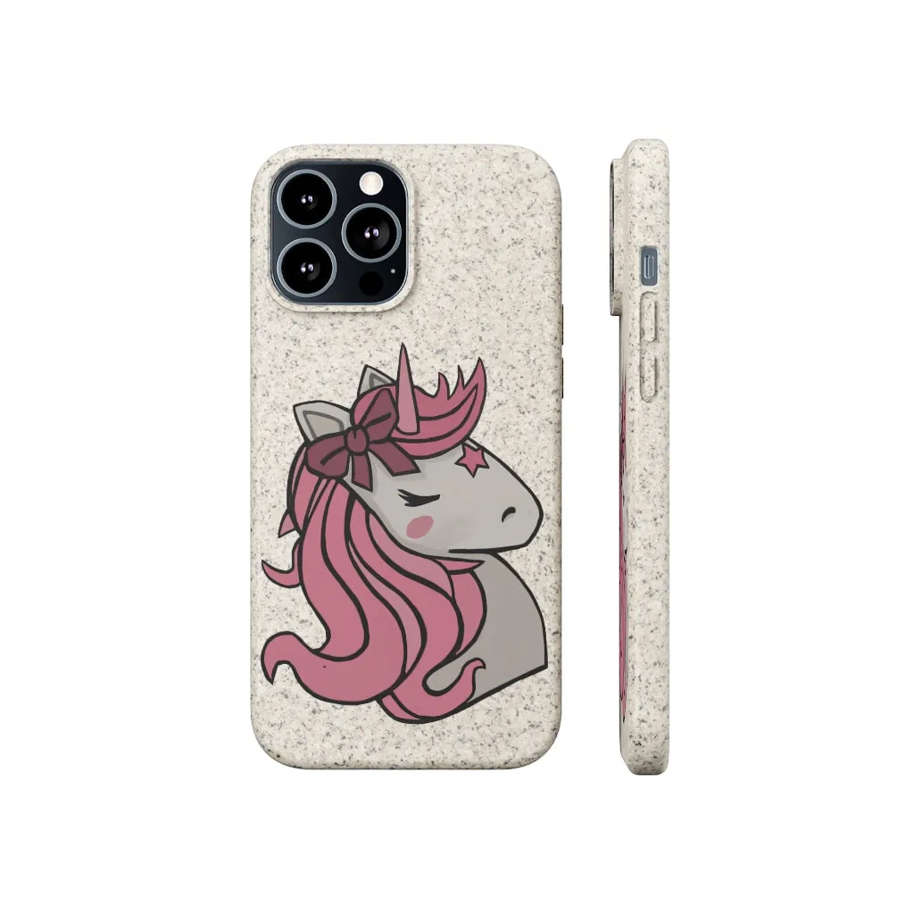 Pink Hair Unicorn Head Biodegradable Case