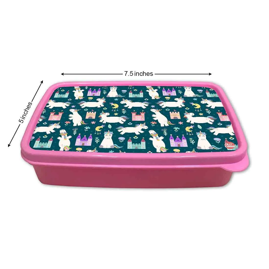 Plastic Kids Lunch Box for School Girls With Small Container - Unicorns