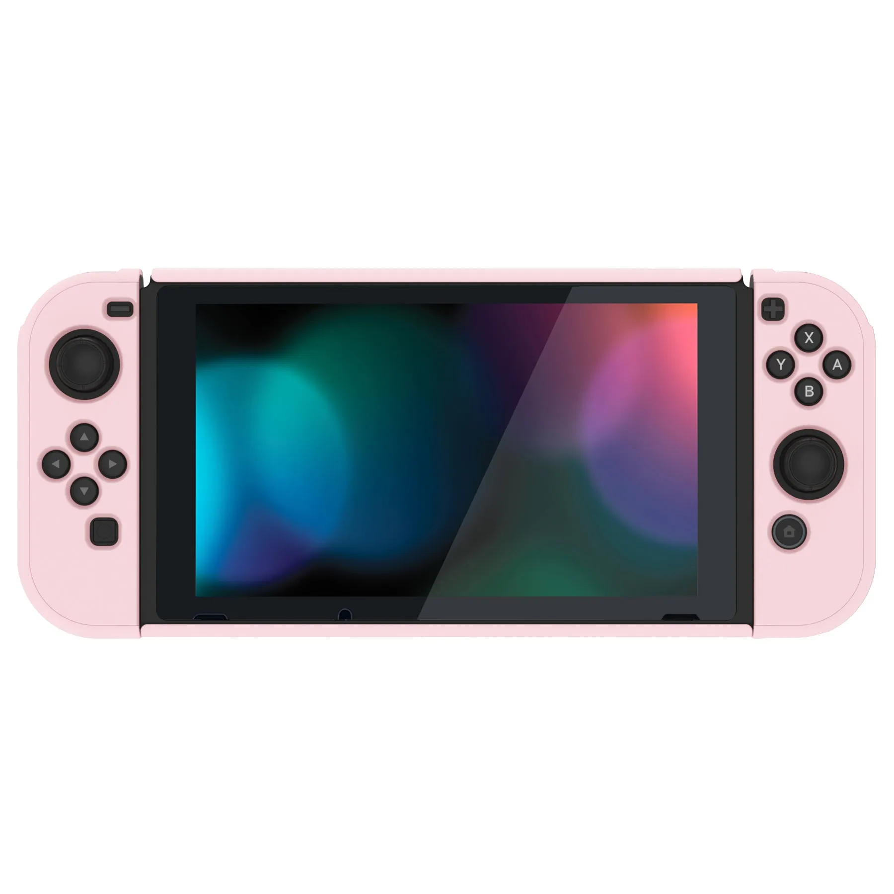 PlayVital UPGRADED Glossy Dockable Case Grip Cover for NS Switch, Ergonomic Protective Case for NS Switch, Separable Protector Hard Shell for Joycon - Cherry Blossoms Pink - ANSP3010