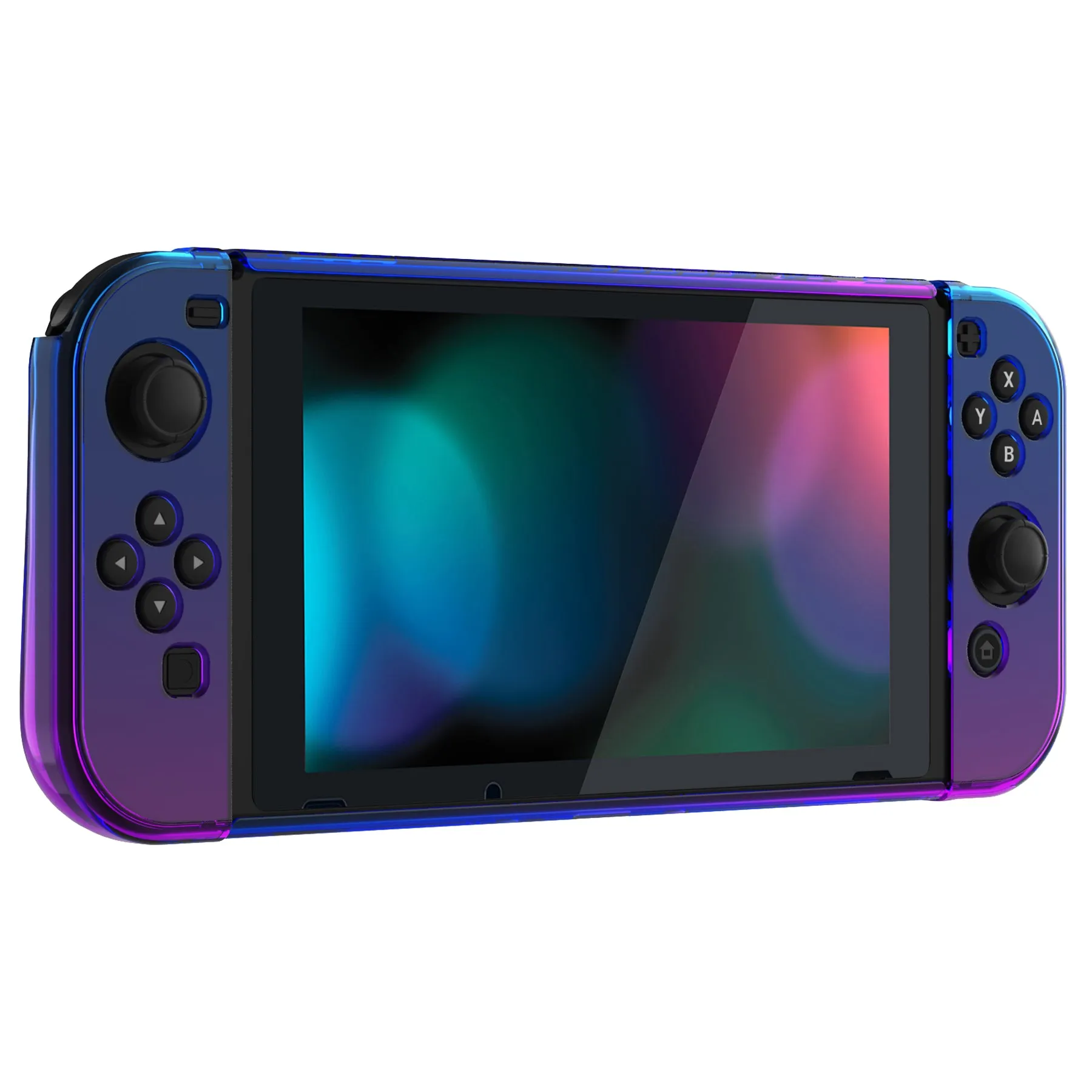 PlayVital UPGRADED Glossy Dockable Case Grip Cover for NS Switch, Ergonomic Protective Case for NS Switch, Separable Protector Hard Shell for Joycon - Gradient Translucent Bluebell - ANSP3007