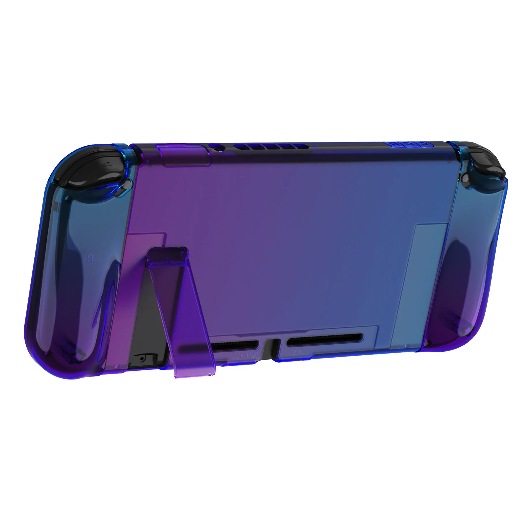 PlayVital UPGRADED Glossy Dockable Case Grip Cover for NS Switch, Ergonomic Protective Case for NS Switch, Separable Protector Hard Shell for Joycon - Gradient Translucent Bluebell - ANSP3007