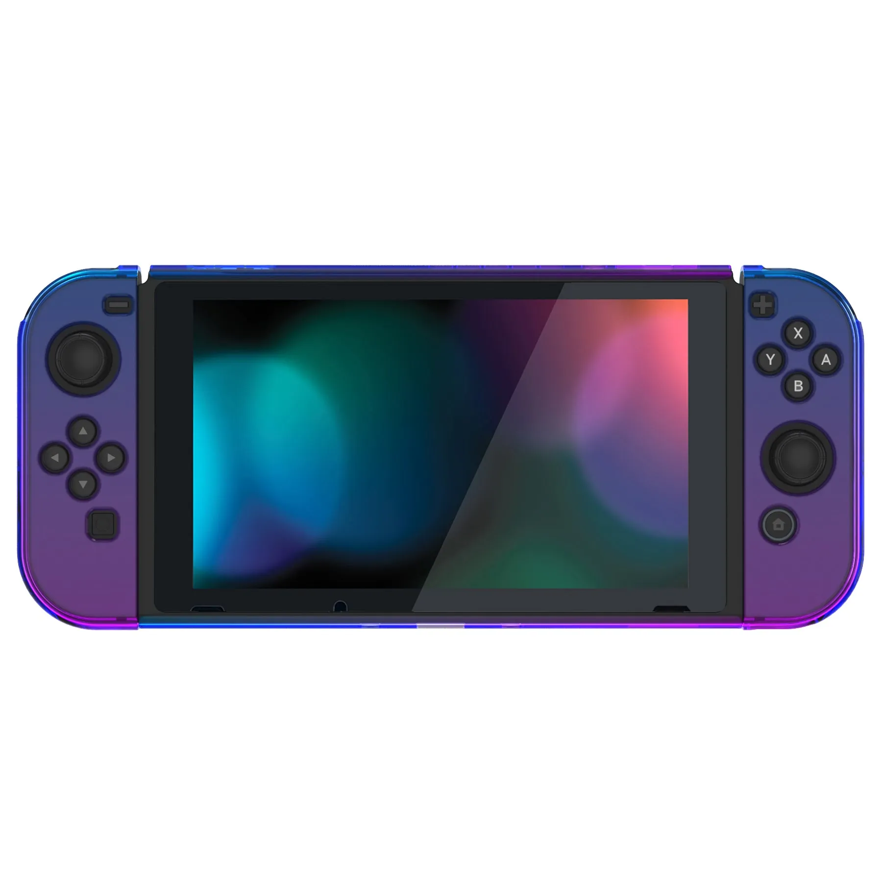 PlayVital UPGRADED Glossy Dockable Case Grip Cover for NS Switch, Ergonomic Protective Case for NS Switch, Separable Protector Hard Shell for Joycon - Gradient Translucent Bluebell - ANSP3007