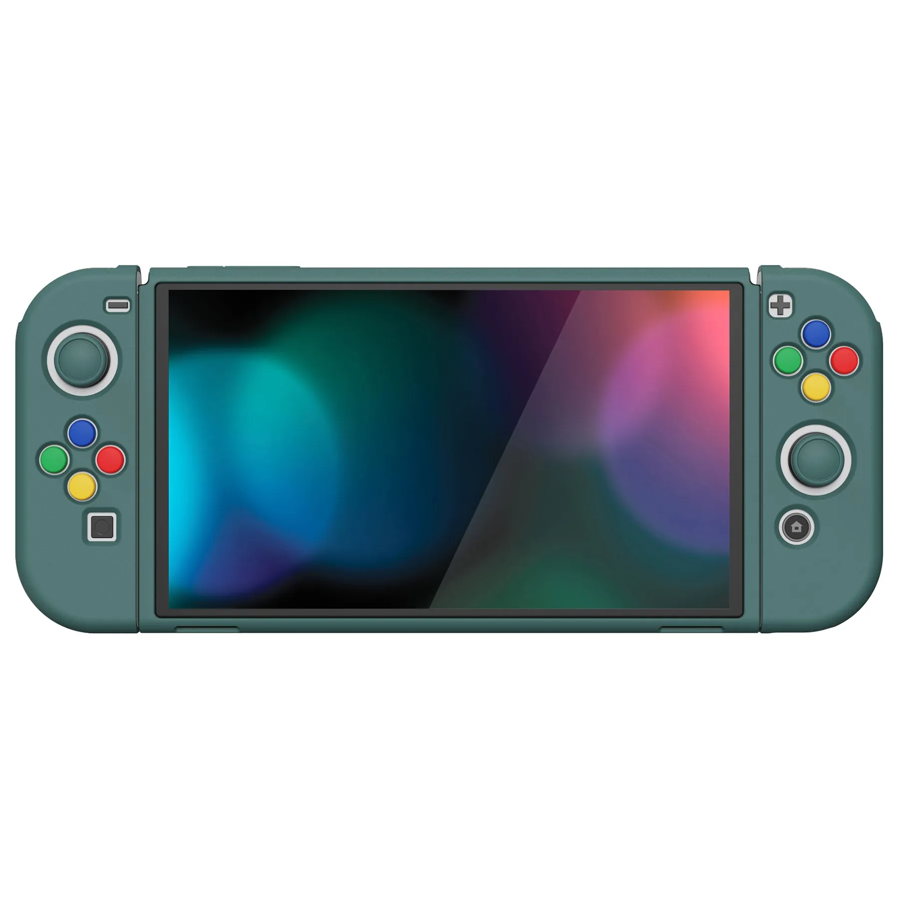 PlayVital ZealProtect Soft Protective Case for Nintendo Switch OLED, Flexible Protector Joycon Grip Cover for Nintendo Switch OLED with Thumb Grip Caps & ABXY Direction Button Caps - Hunter Green - XSOYM5007