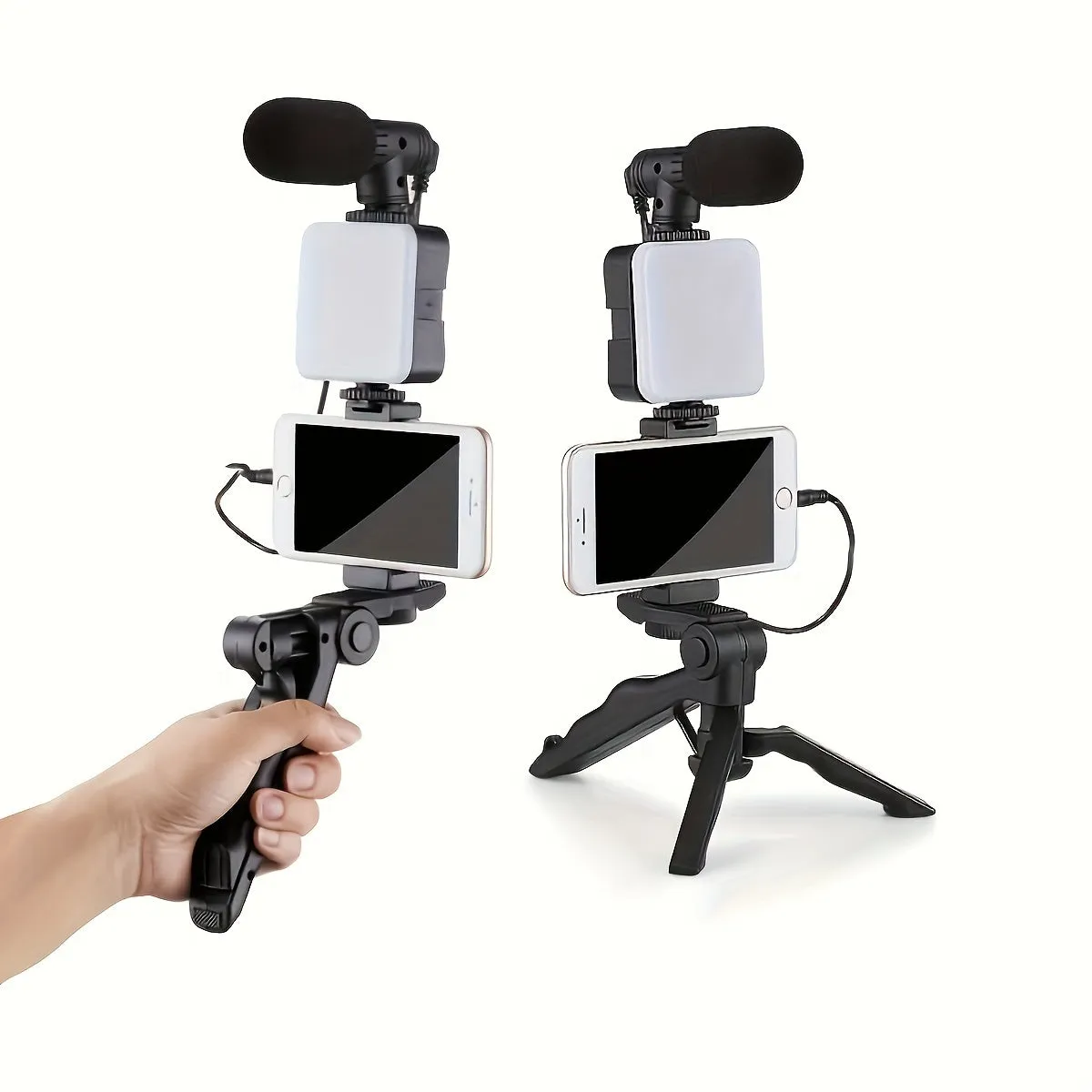 Portable Mobile Phone Stand, Equipped With Mobile Phone Tripod, Fill Light And Microphone