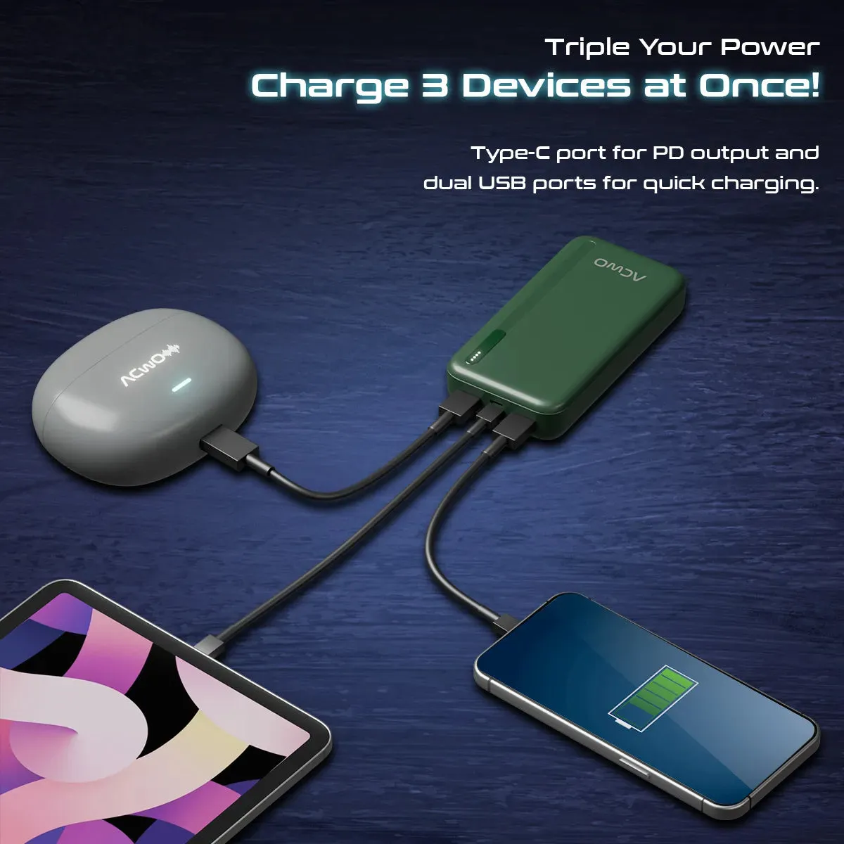 POwER 721 -  20000 mAh Fast Charging  Green Powerbank With 22.5W Output