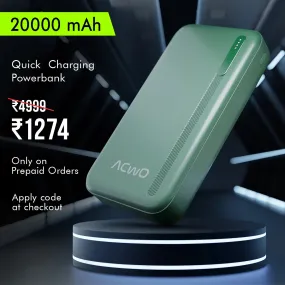 POwER 721 -  20000 mAh Fast Charging  Green Powerbank With 22.5W Output