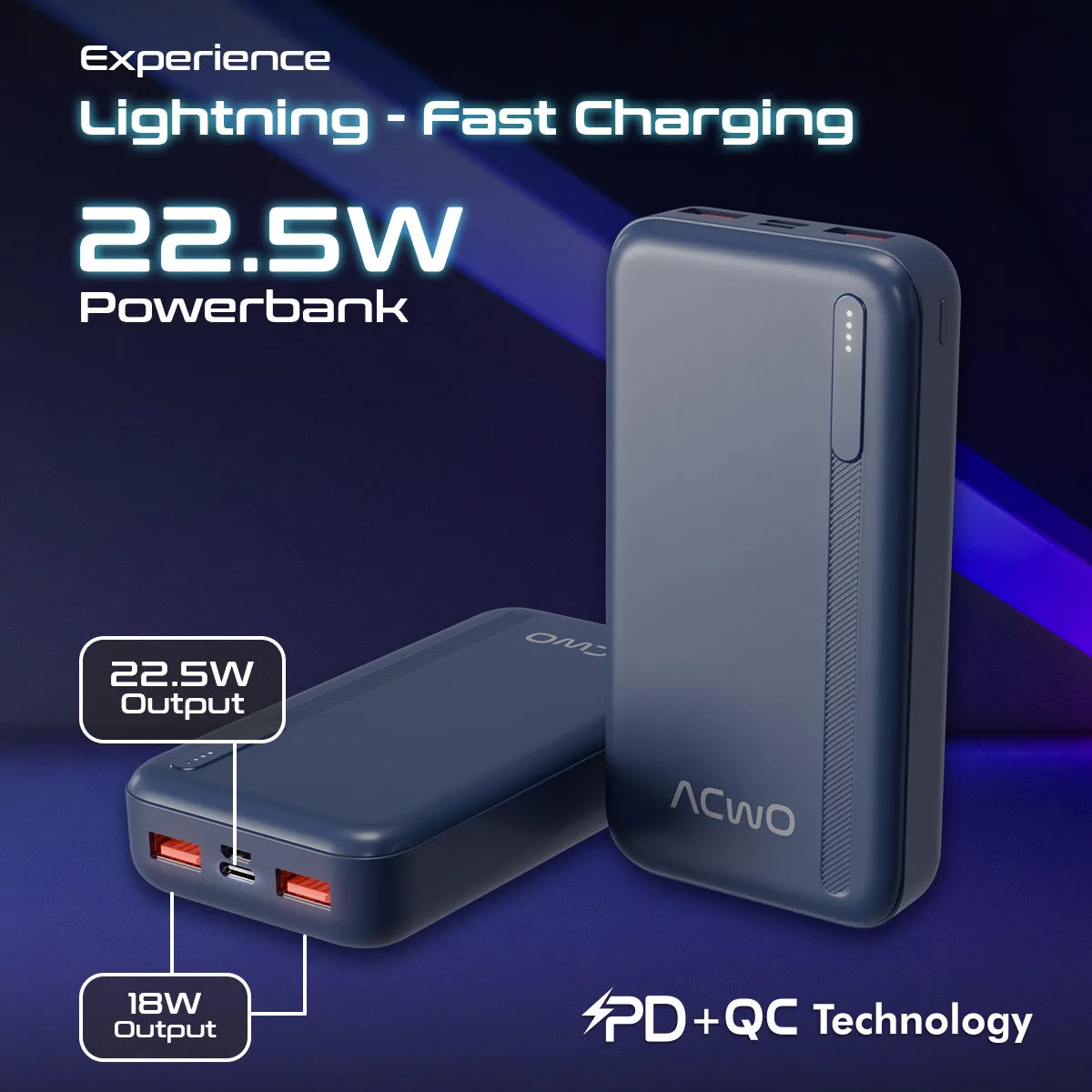 POwER 721 -  20000 mAh Fast Charging  Green Powerbank With 22.5W Output