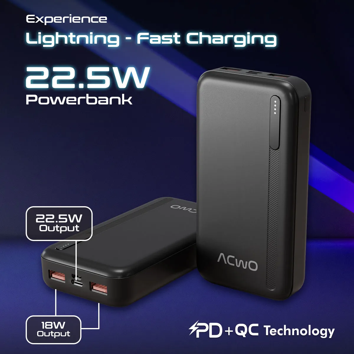 POwER 721 -  20000 mAh Fast Charging  Green Powerbank With 22.5W Output