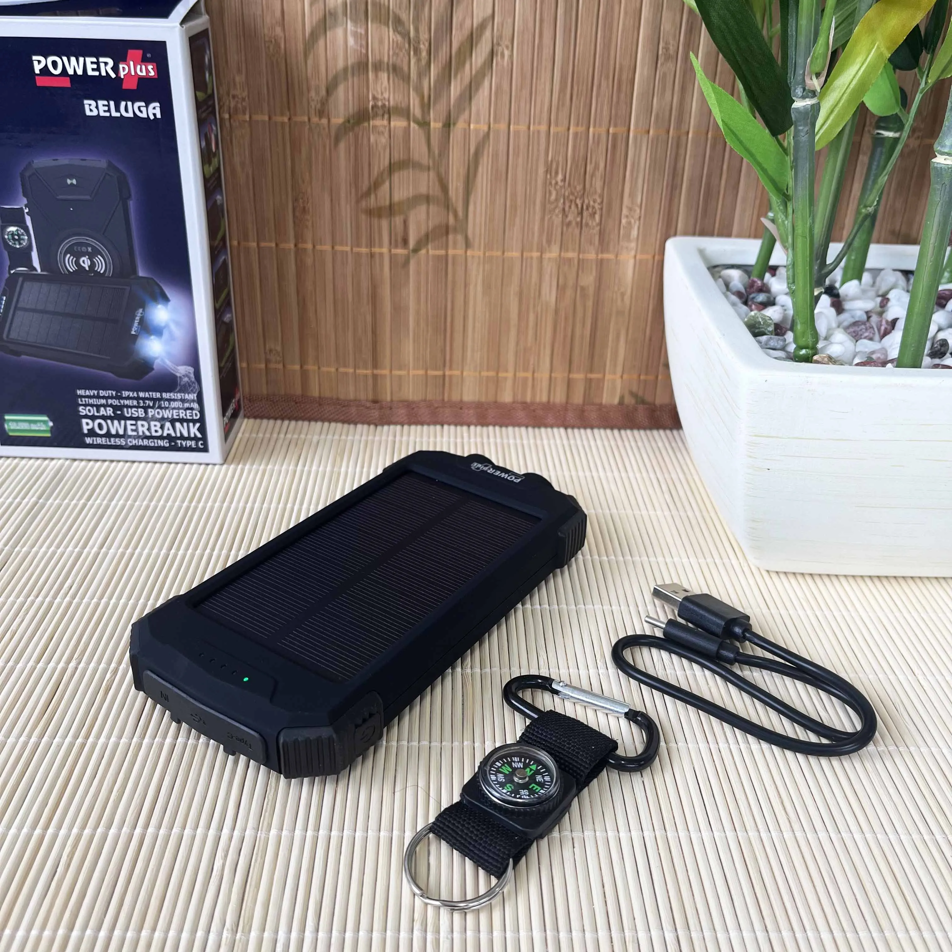 POWERplus Beluga 10000mAh Heavy Duty Solar Powerbank, Wireless & USB C Charging