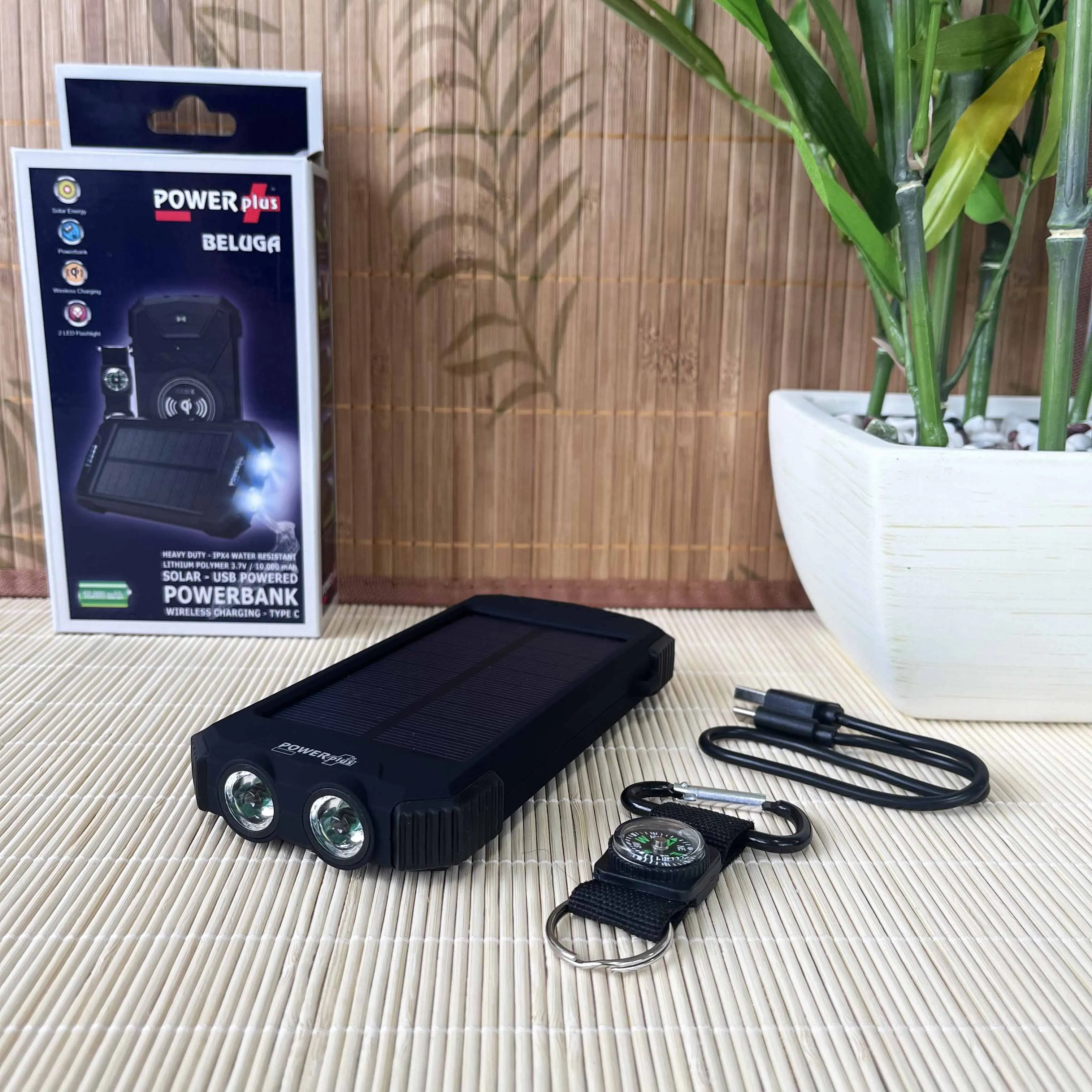 POWERplus Beluga 10000mAh Heavy Duty Solar Powerbank, Wireless & USB C Charging