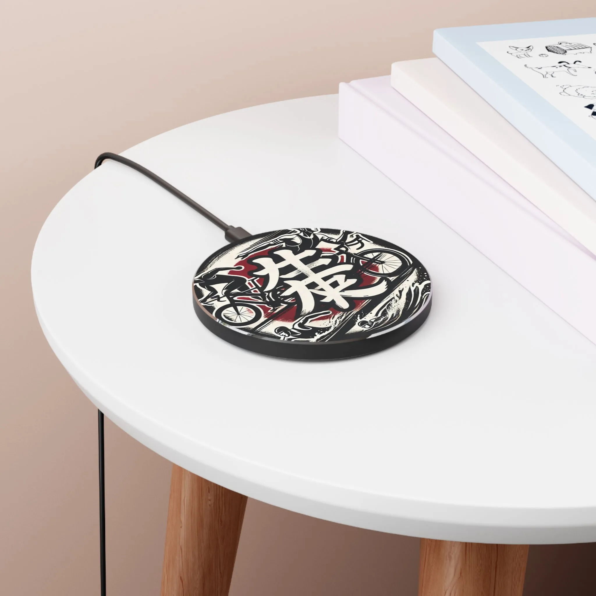 Premium Personalized Wireless Charger - iPhone/Android Compatible - Aluminum & Acrylic - 10 cm Diameter - TriSpirit Outfitters