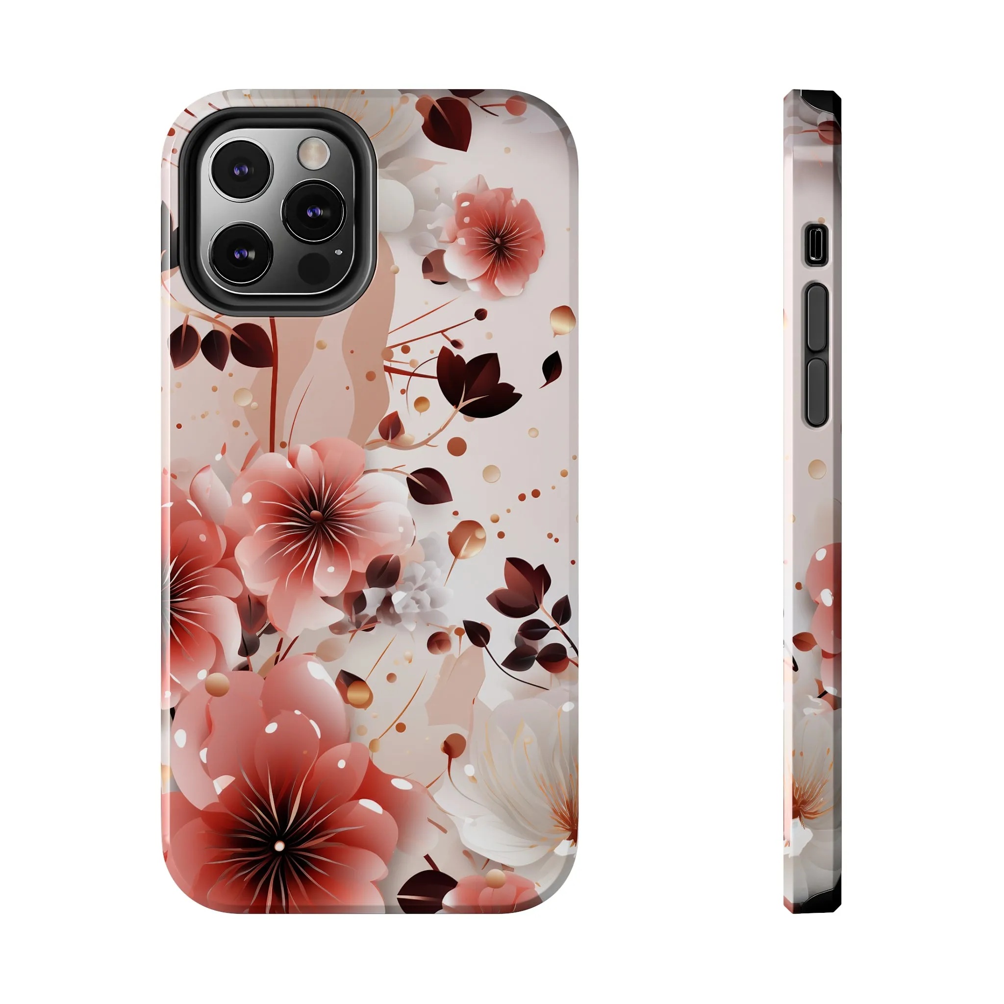 Pretty Pink & White Flowers Pattern Design Tough Phone Case compatible with a large variety of iPhone models, Gift, Phone Case