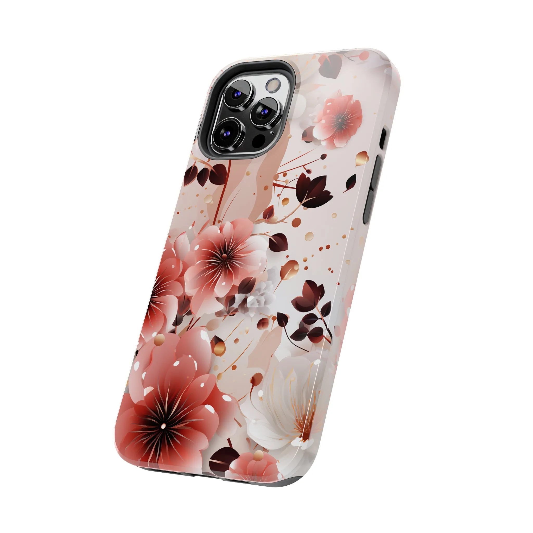 Pretty Pink & White Flowers Pattern Design Tough Phone Case compatible with a large variety of iPhone models, Gift, Phone Case