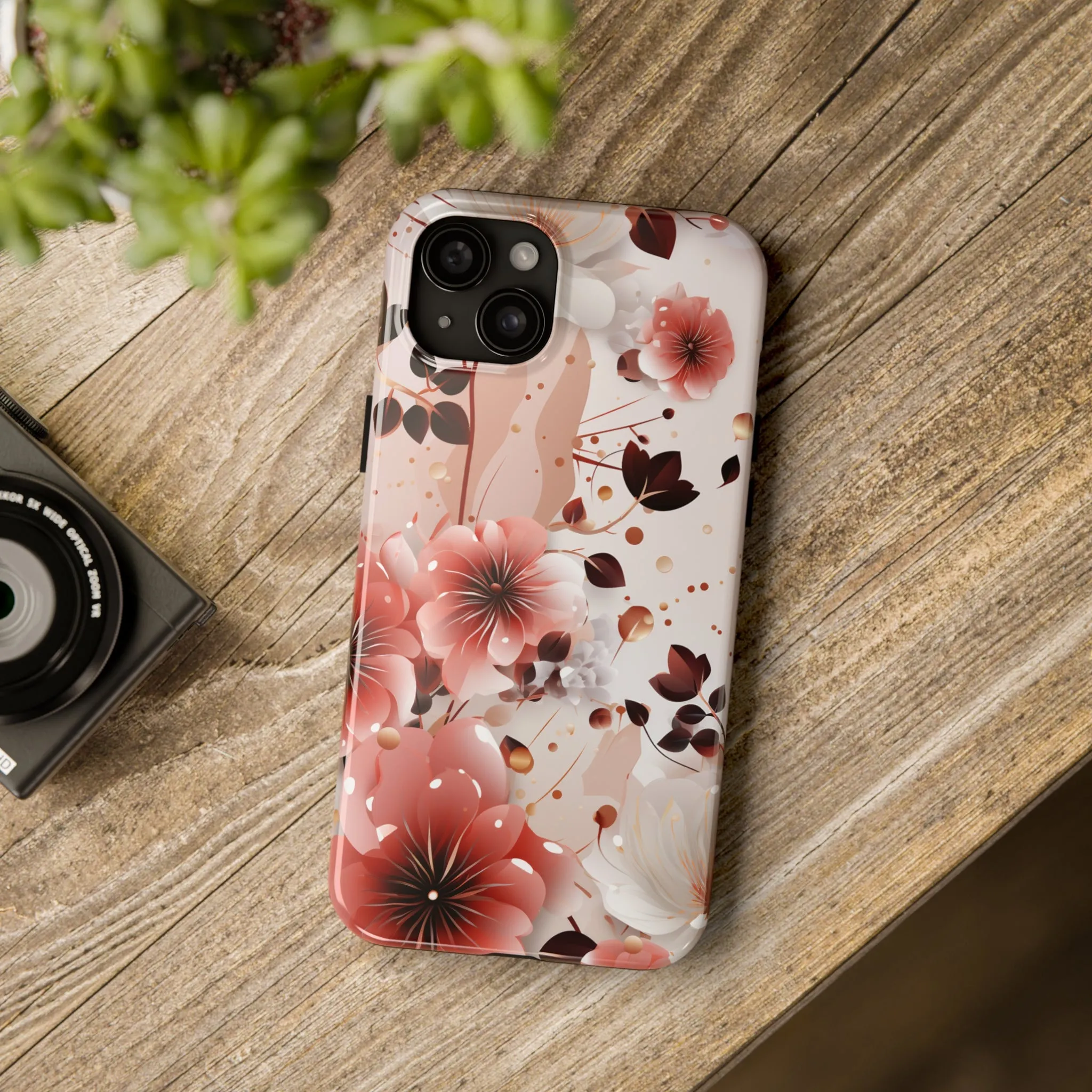 Pretty Pink & White Flowers Pattern Design Tough Phone Case compatible with a large variety of iPhone models, Gift, Phone Case