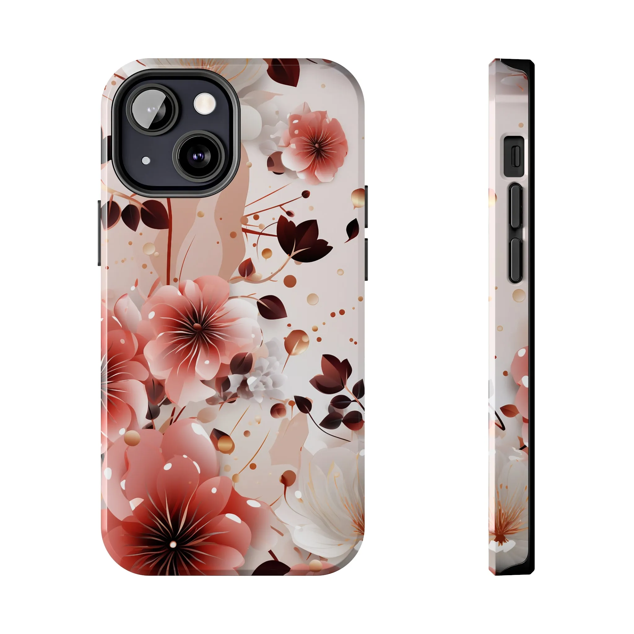 Pretty Pink & White Flowers Pattern Design Tough Phone Case compatible with a large variety of iPhone models, Gift, Phone Case