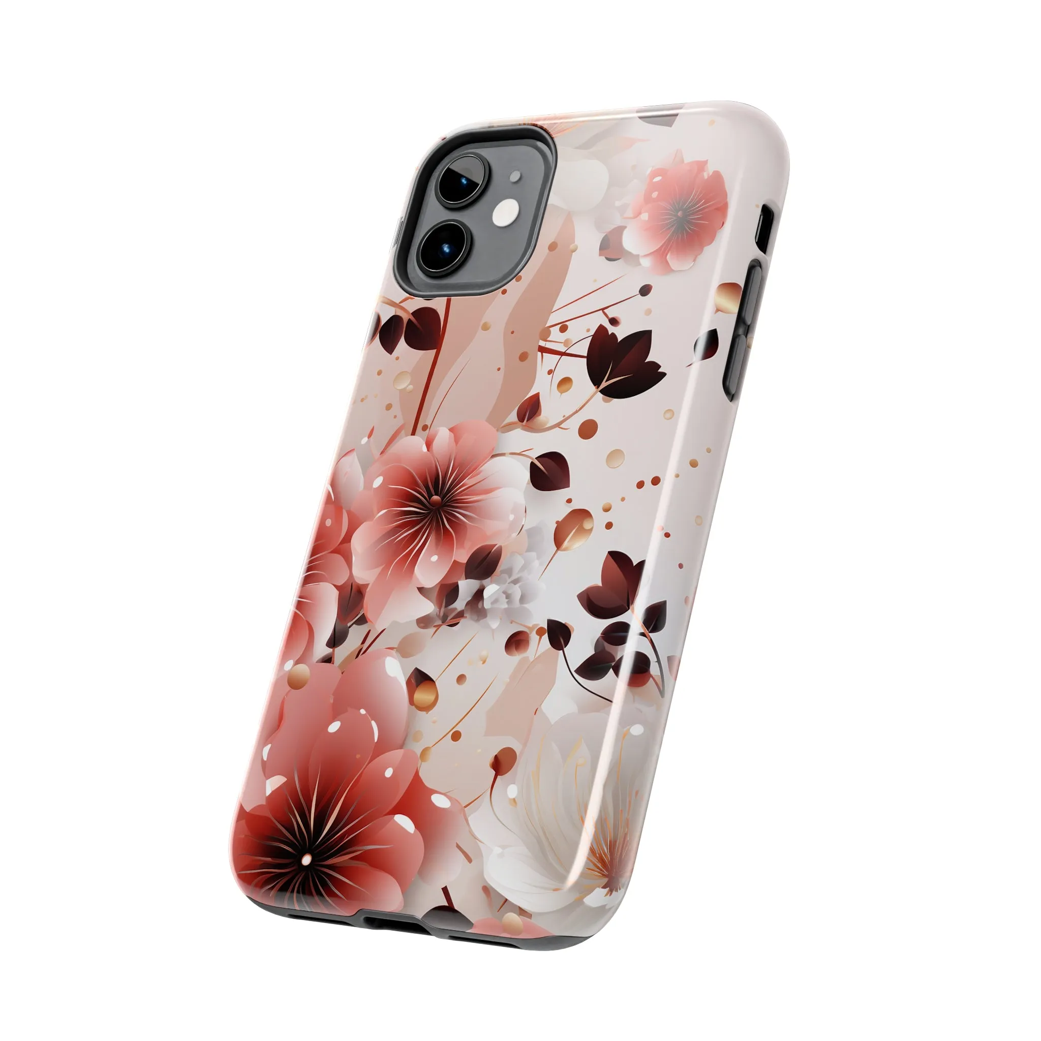 Pretty Pink & White Flowers Pattern Design Tough Phone Case compatible with a large variety of iPhone models, Gift, Phone Case