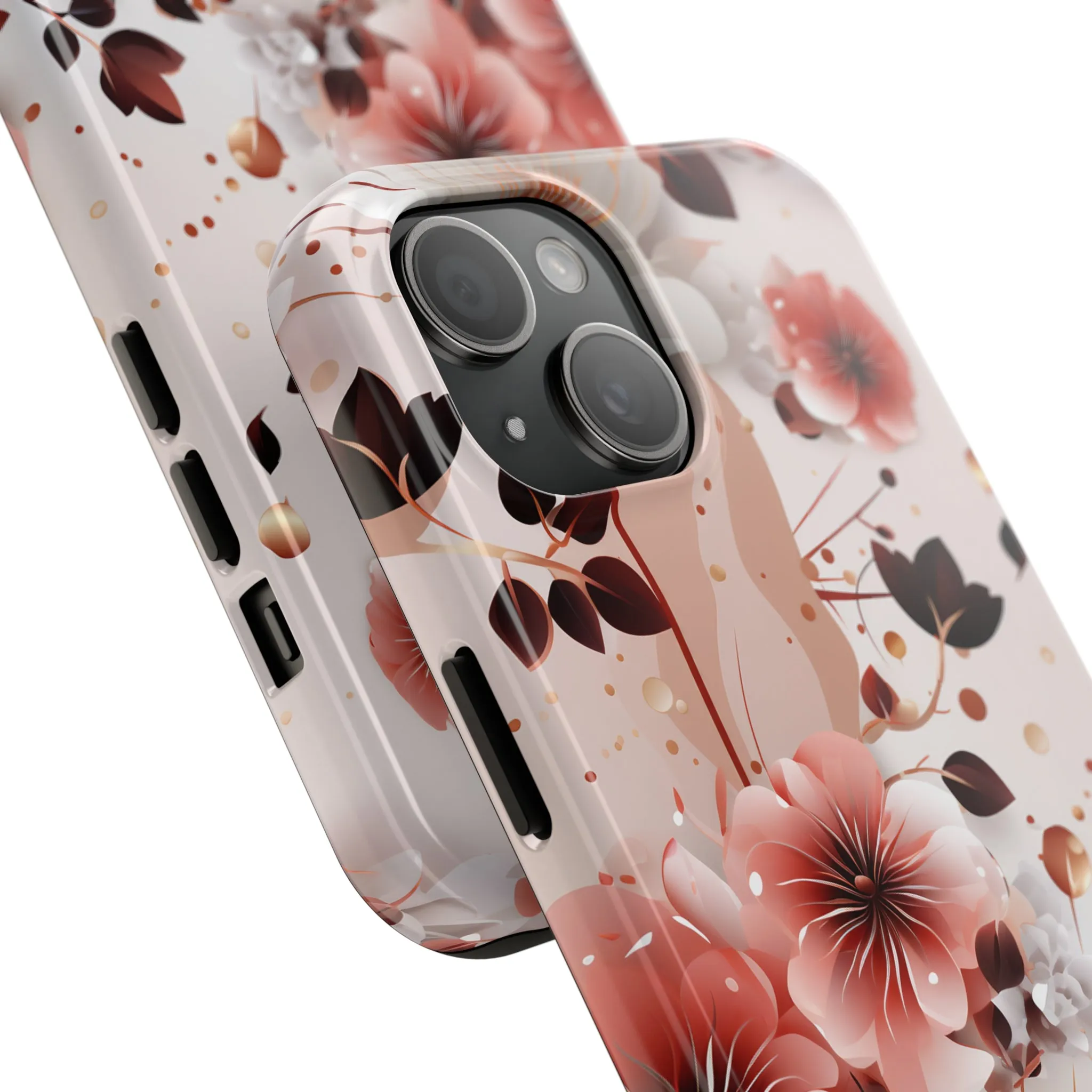 Pretty Pink & White Flowers Pattern Design Tough Phone Case compatible with a large variety of iPhone models, Gift, Phone Case