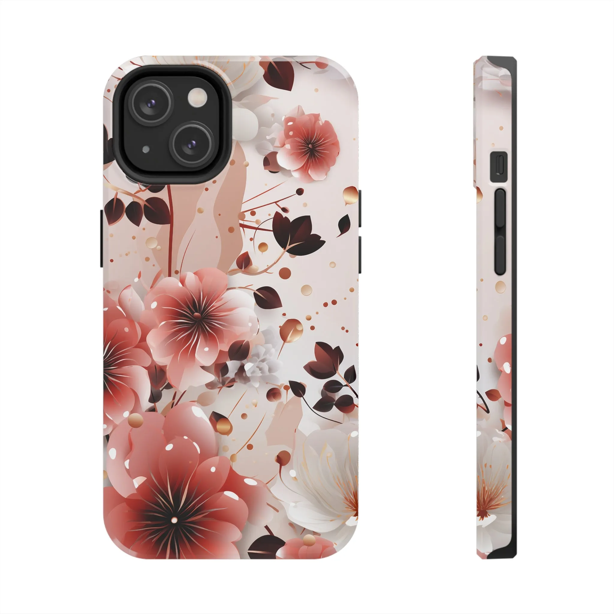 Pretty Pink & White Flowers Pattern Design Tough Phone Case compatible with a large variety of iPhone models, Gift, Phone Case