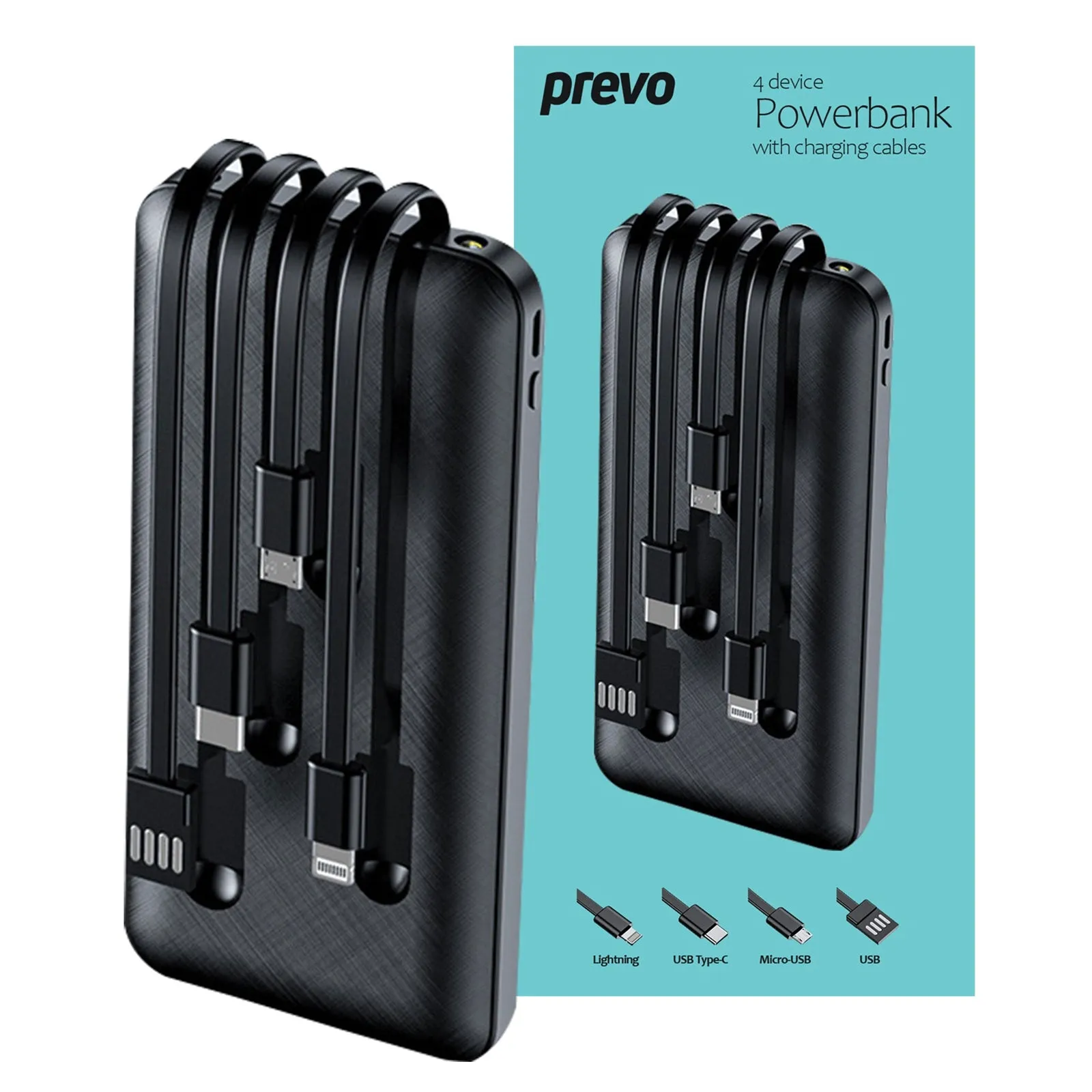 Prevo 10000mAh Portable Charging Power Bank - Black | 658446