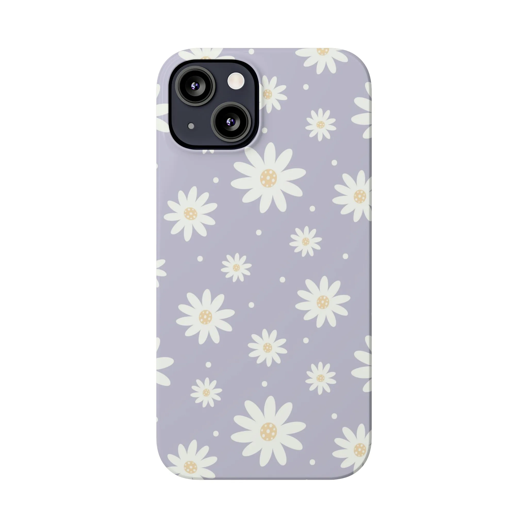 Purple background and Daisies Design Sleek Elegance Wireless-Charging Compatible Phone Case Slim Phone Case compatible with over 20 iphone models