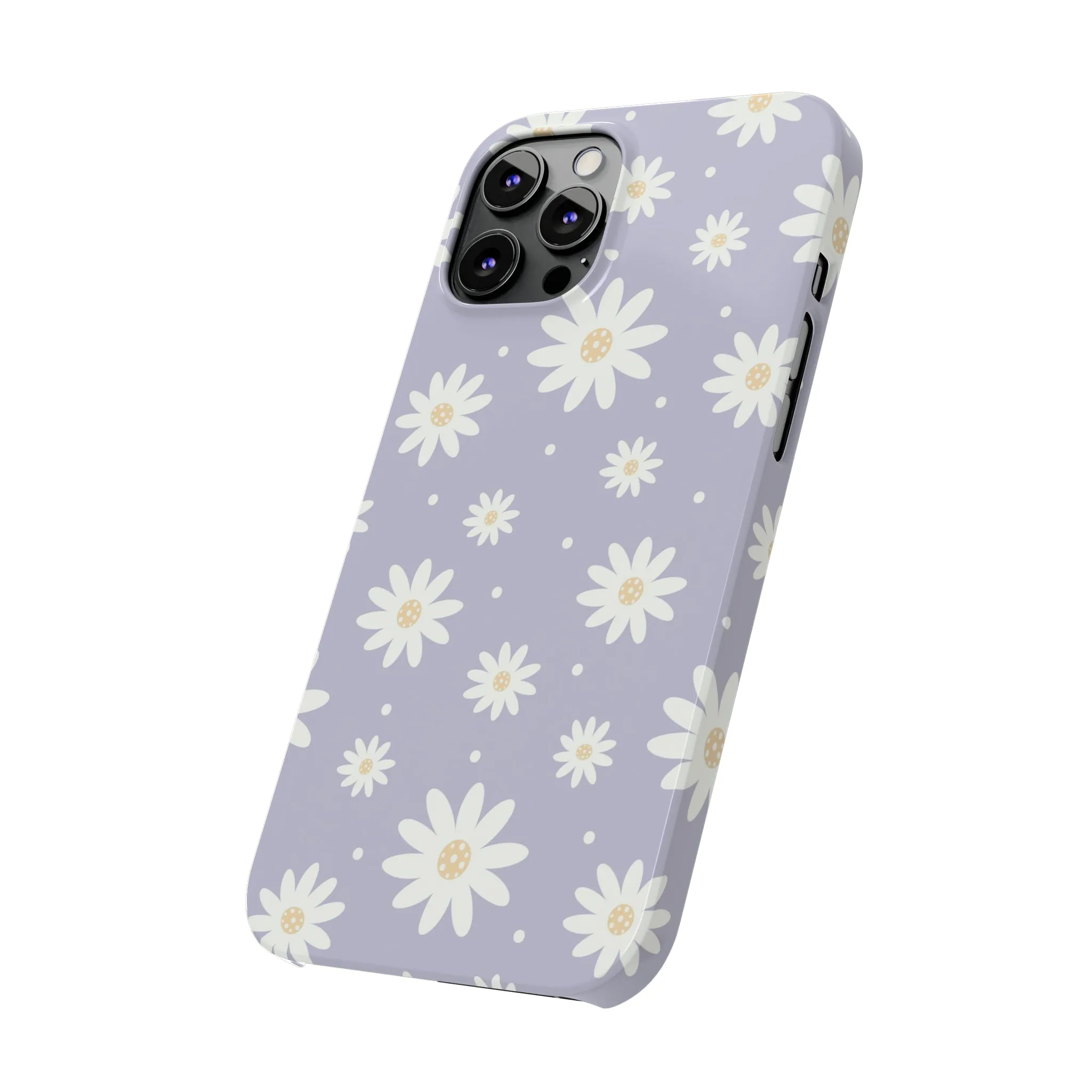 Purple background and Daisies Design Sleek Elegance Wireless-Charging Compatible Phone Case Slim Phone Case compatible with over 20 iphone models