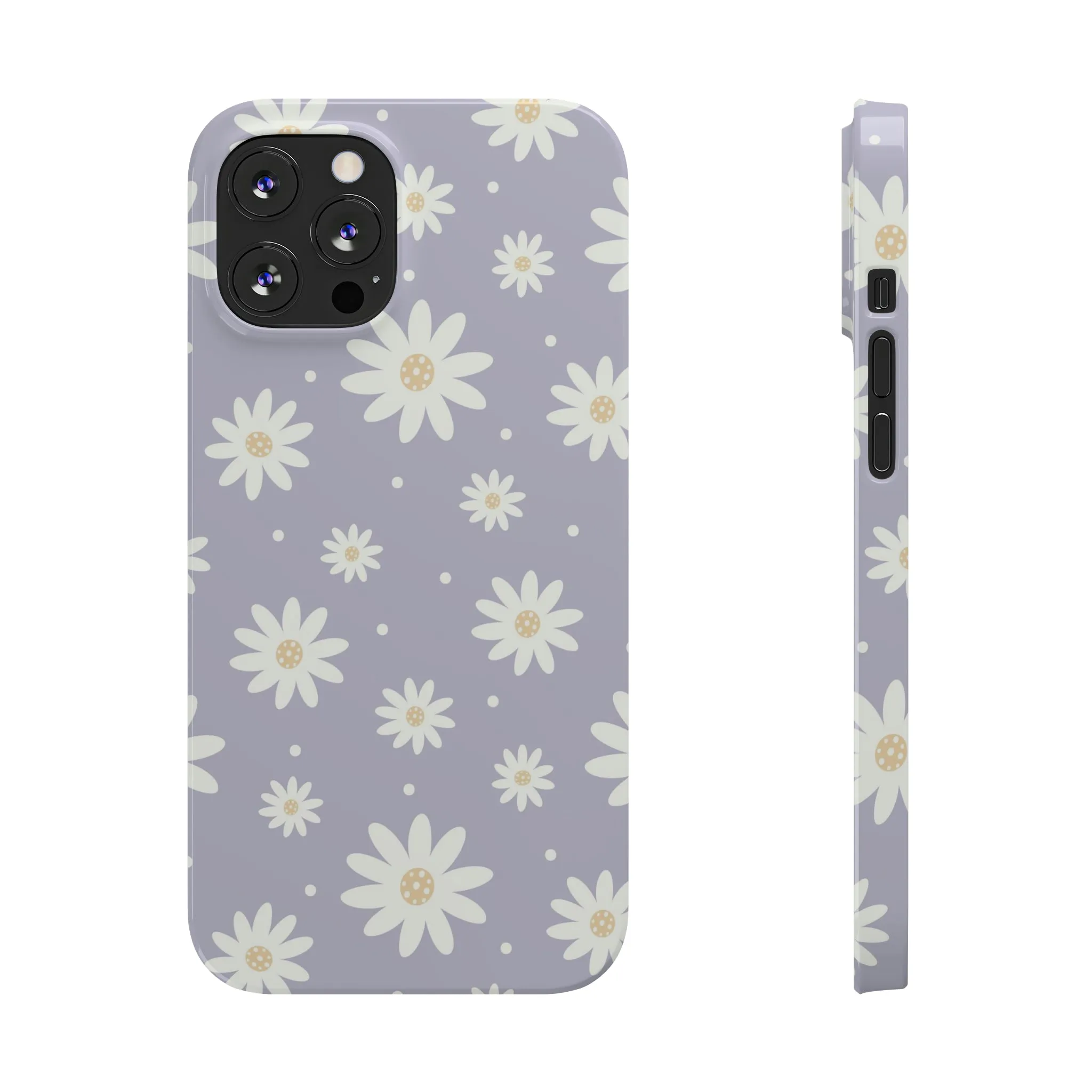 Purple background and Daisies Design Sleek Elegance Wireless-Charging Compatible Phone Case Slim Phone Case compatible with over 20 iphone models