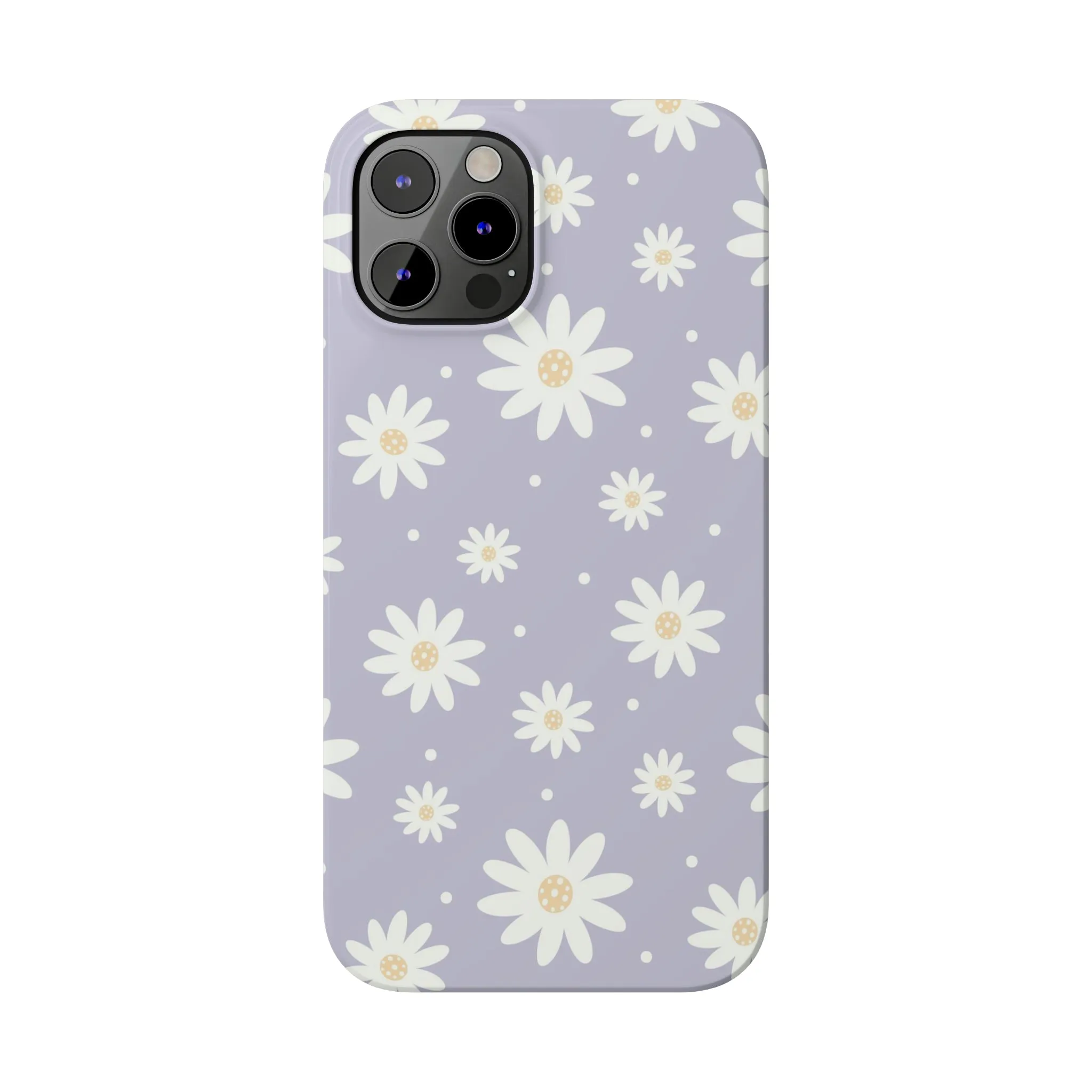 Purple background and Daisies Design Sleek Elegance Wireless-Charging Compatible Phone Case Slim Phone Case compatible with over 20 iphone models