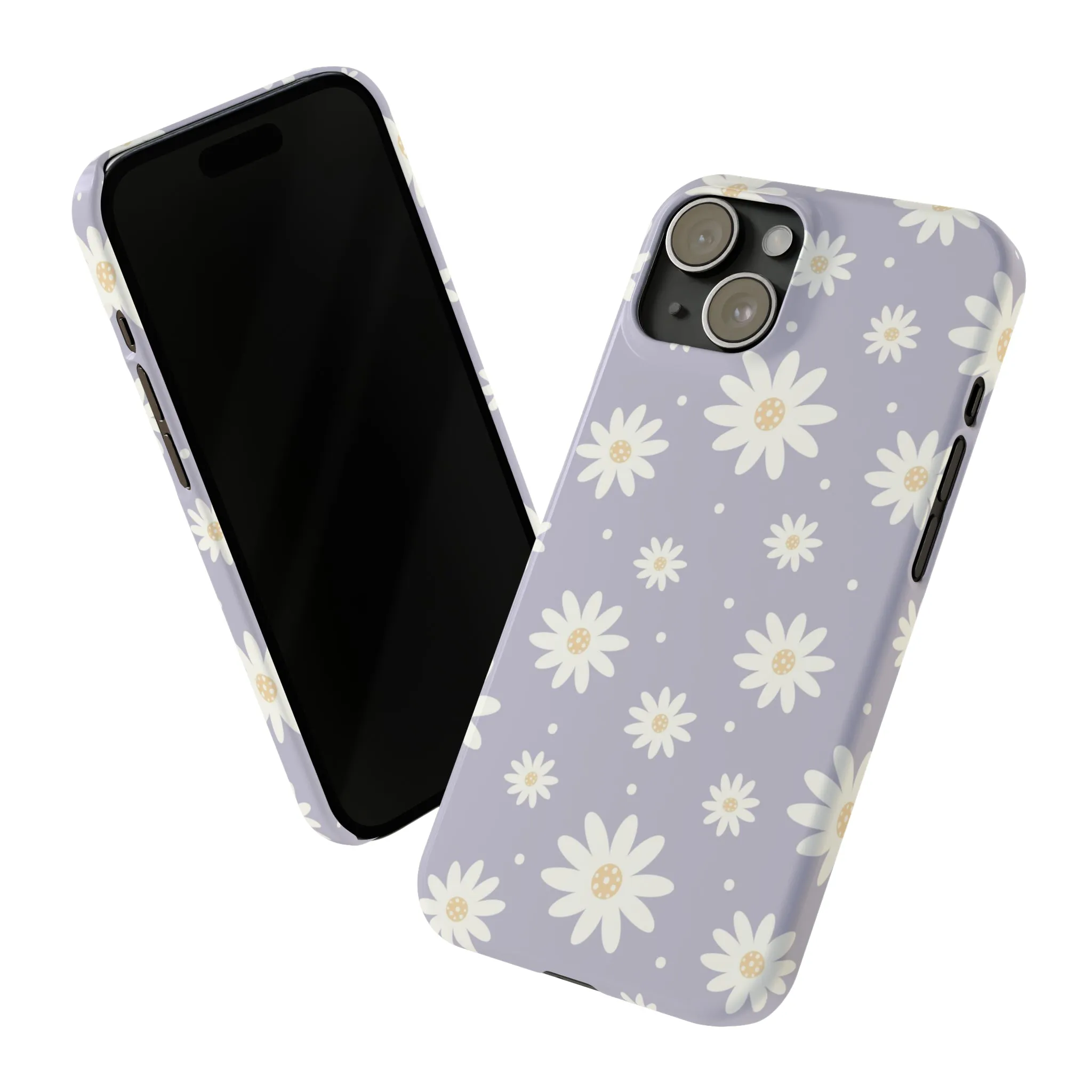 Purple background and Daisies Design Sleek Elegance Wireless-Charging Compatible Phone Case Slim Phone Case compatible with over 20 iphone models