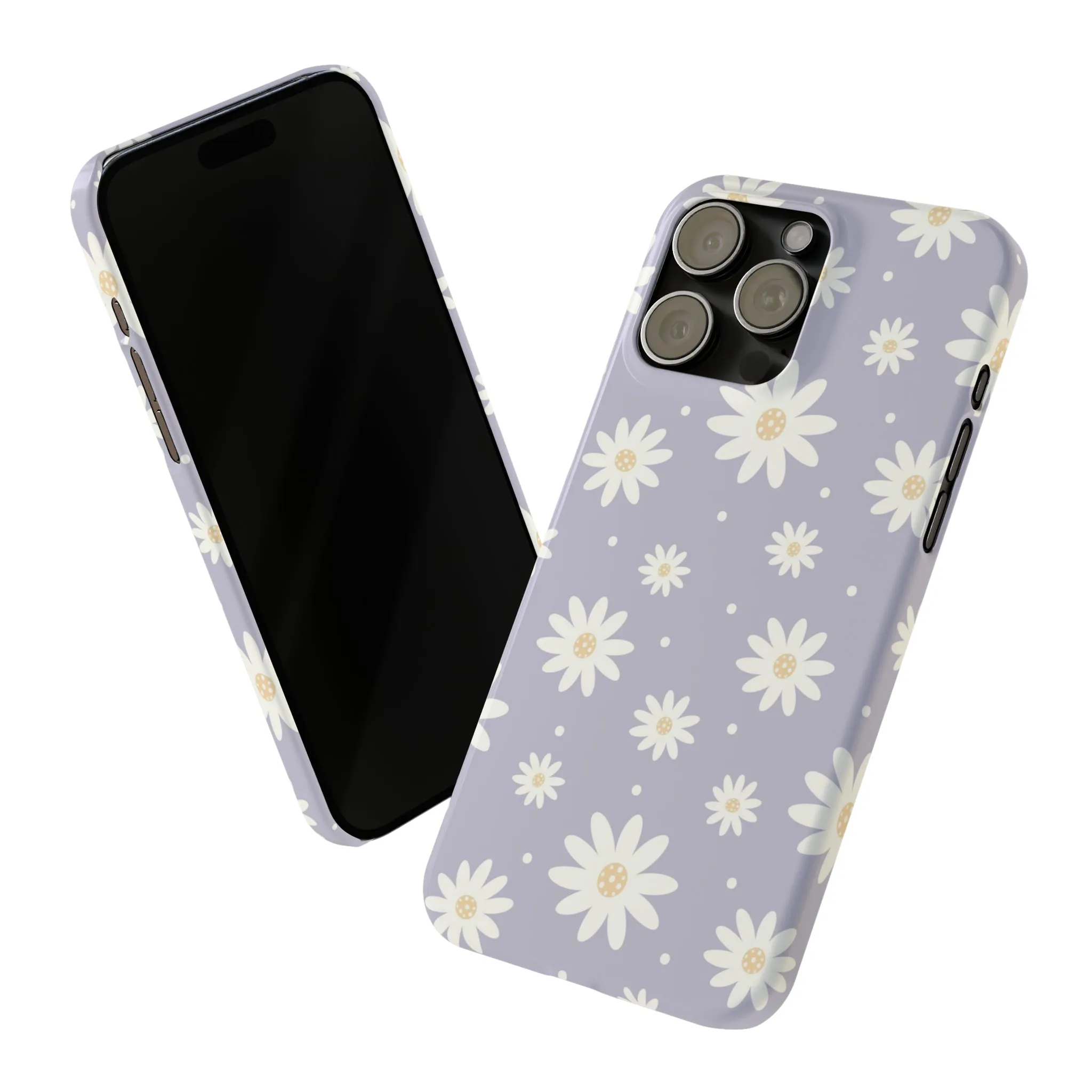 Purple background and Daisies Design Sleek Elegance Wireless-Charging Compatible Phone Case Slim Phone Case compatible with over 20 iphone models