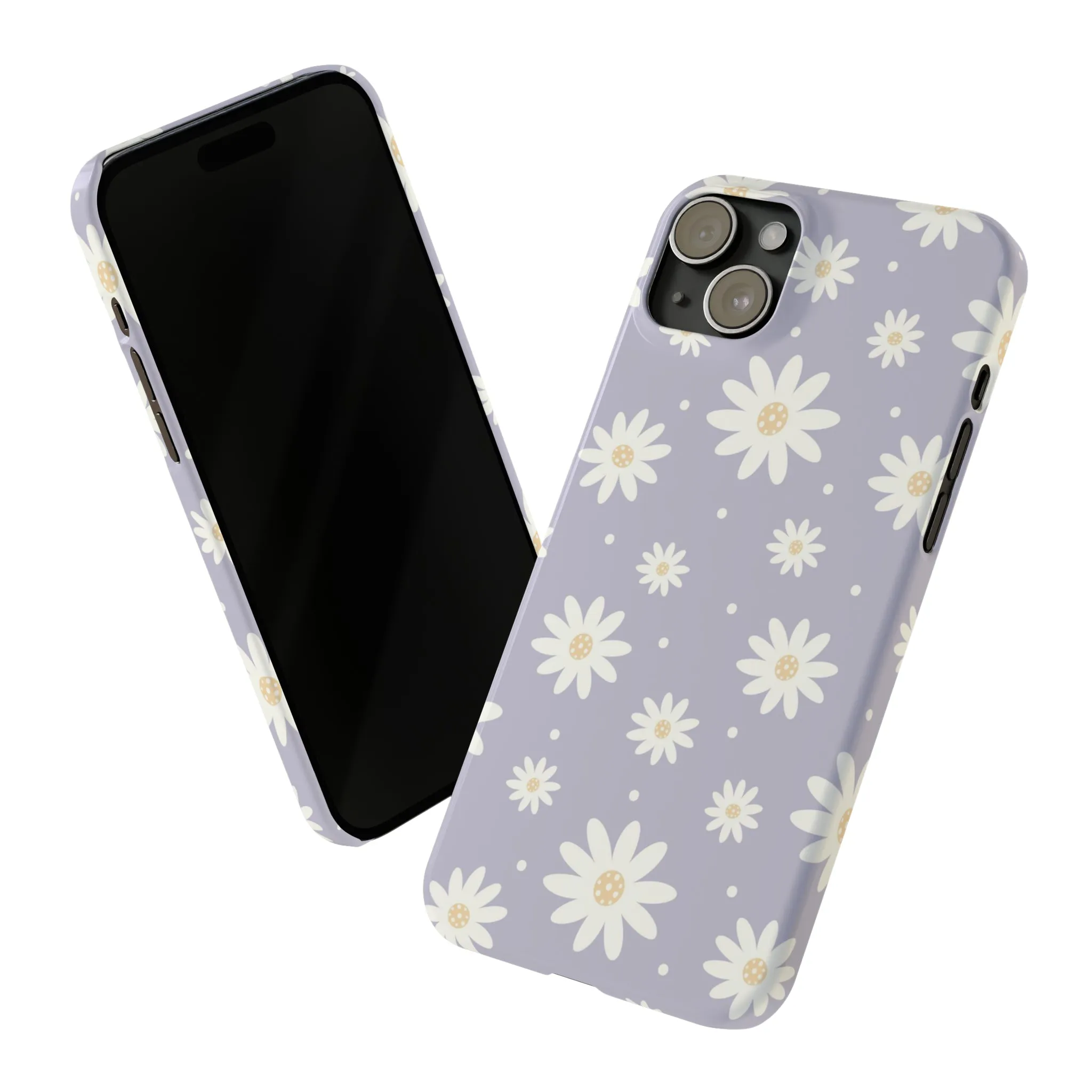 Purple background and Daisies Design Sleek Elegance Wireless-Charging Compatible Phone Case Slim Phone Case compatible with over 20 iphone models