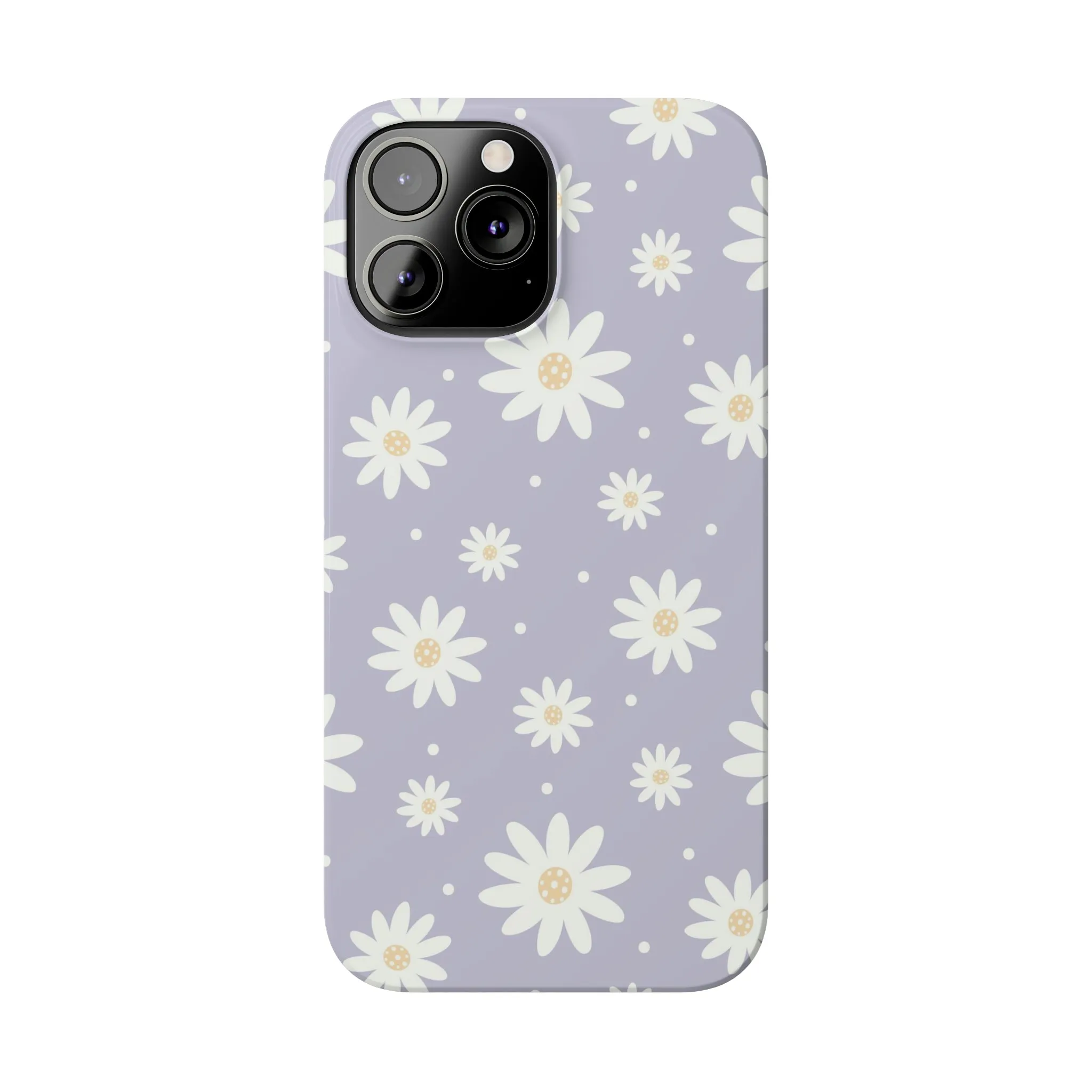 Purple background and Daisies Design Sleek Elegance Wireless-Charging Compatible Phone Case Slim Phone Case compatible with over 20 iphone models