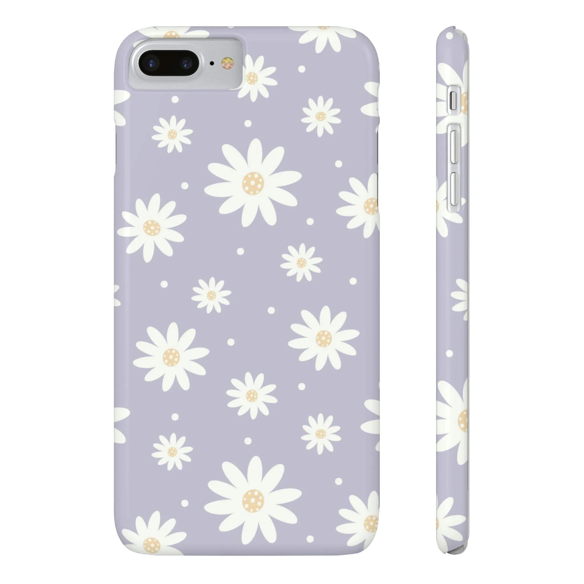 Purple background and Daisies Design Sleek Elegance Wireless-Charging Compatible Phone Case Slim Phone Case compatible with over 20 iphone models