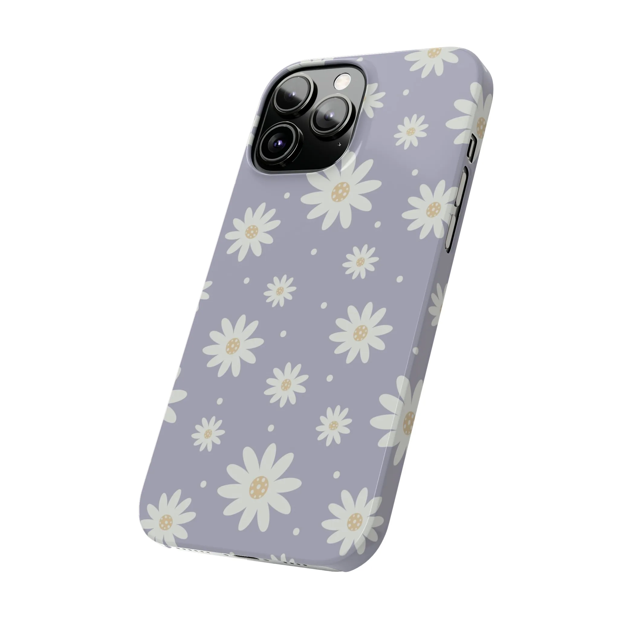 Purple background and Daisies Design Sleek Elegance Wireless-Charging Compatible Phone Case Slim Phone Case compatible with over 20 iphone models