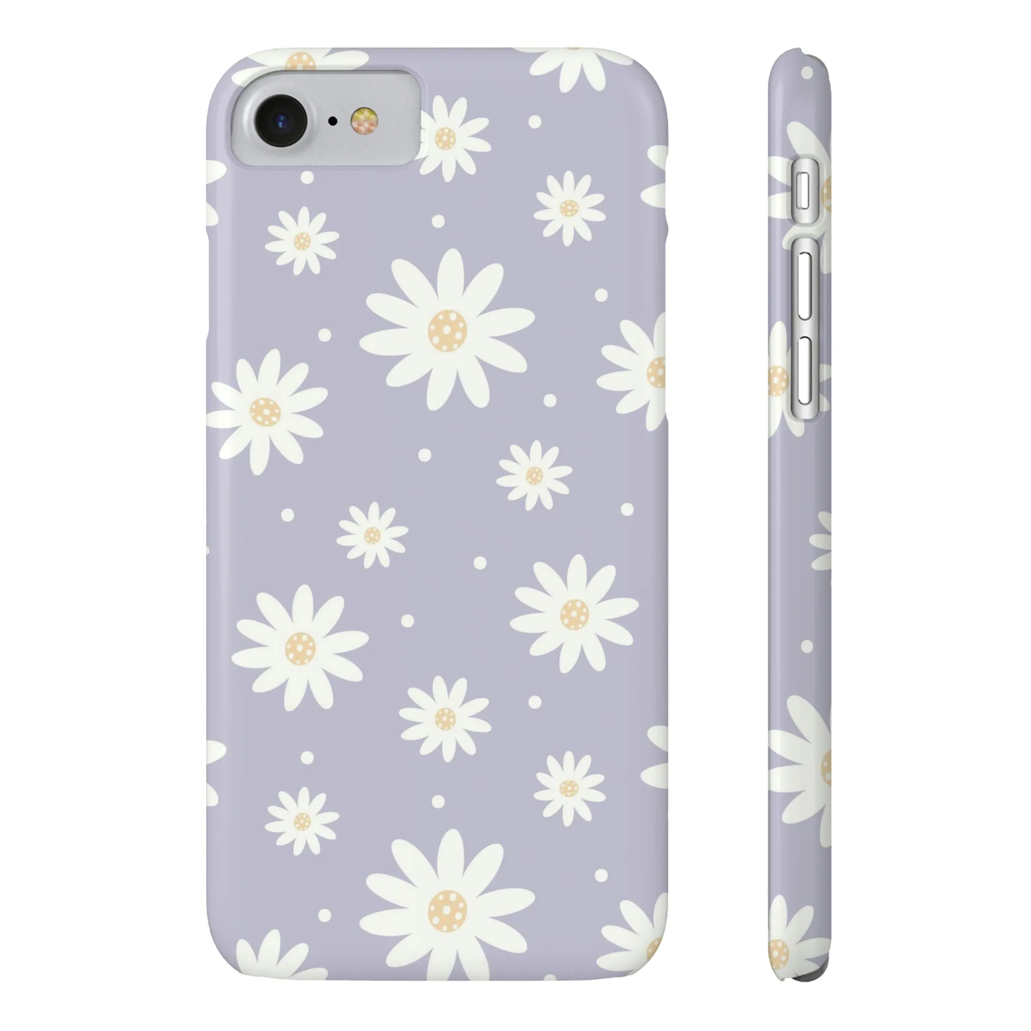 Purple background and Daisies Design Sleek Elegance Wireless-Charging Compatible Phone Case Slim Phone Case compatible with over 20 iphone models