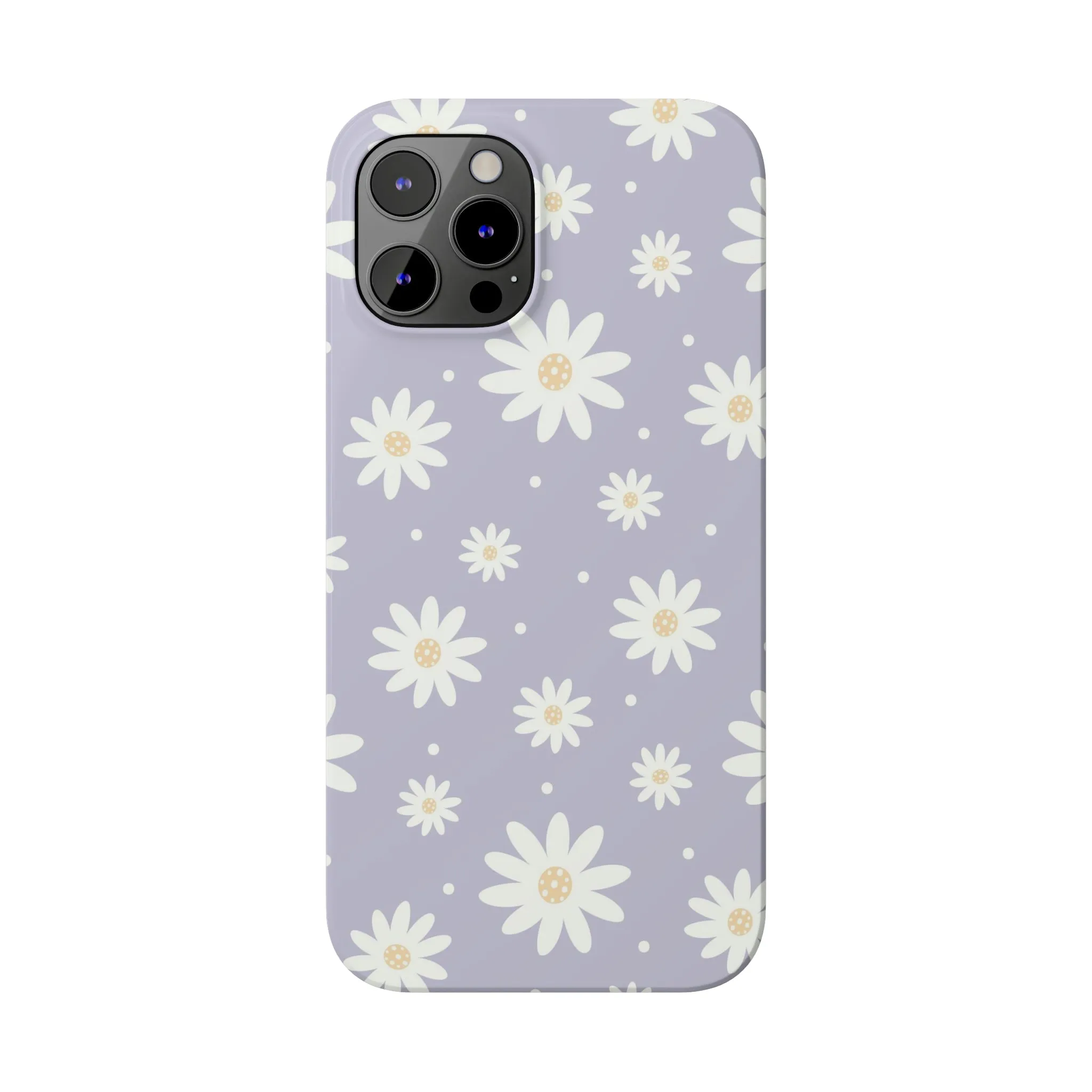 Purple background and Daisies Design Sleek Elegance Wireless-Charging Compatible Phone Case Slim Phone Case compatible with over 20 iphone models