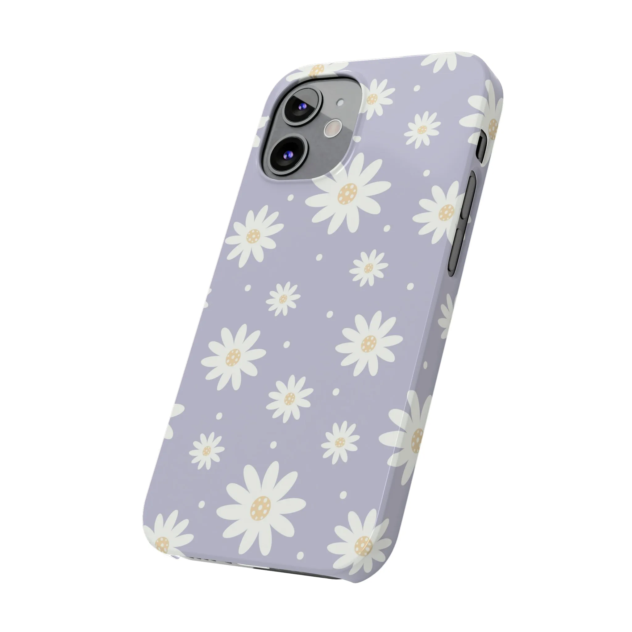 Purple background and Daisies Design Sleek Elegance Wireless-Charging Compatible Phone Case Slim Phone Case compatible with over 20 iphone models