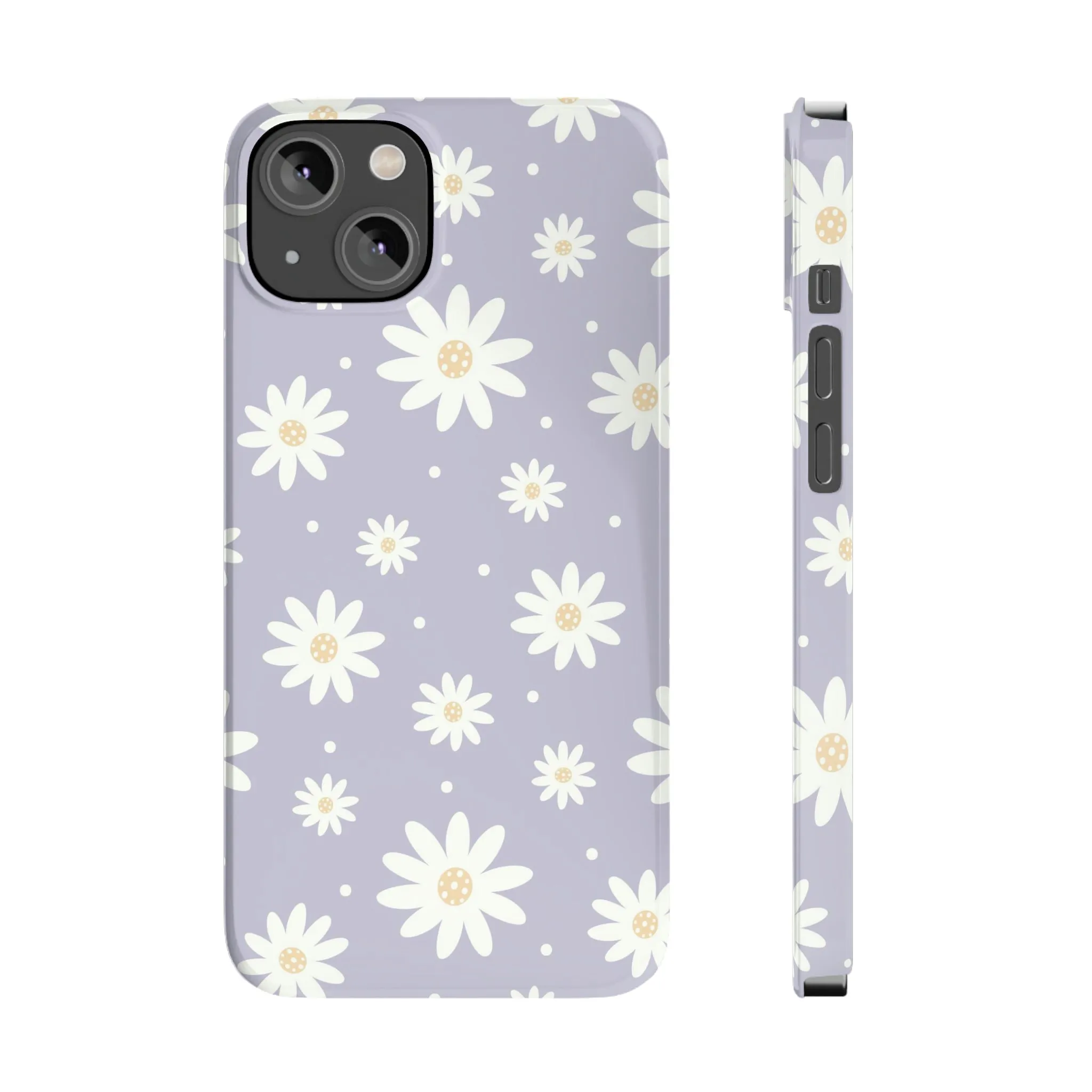 Purple background and Daisies Design Sleek Elegance Wireless-Charging Compatible Phone Case Slim Phone Case compatible with over 20 iphone models