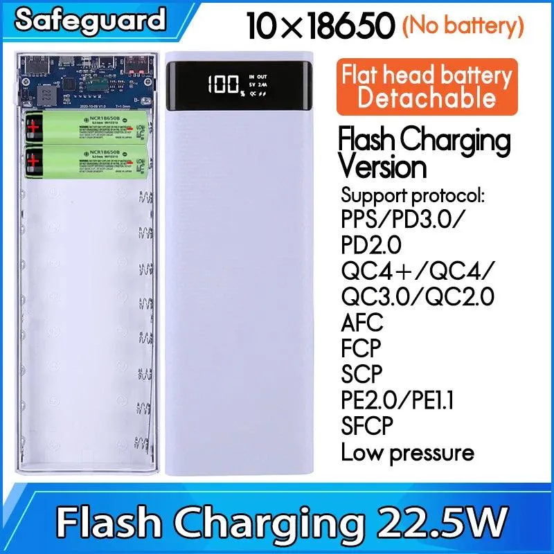 Quick Charging Power Bank Case 18650 battery box Mobile Phone USB Type C 5v fast Charger battery Holder storage Box  22.5W QC3.0